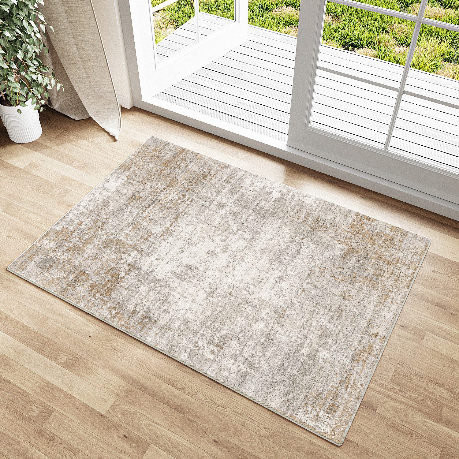 PURECOZY Teppich Kurzflo, Abstrakter Stil Teppich, rutschfest und pflegeleicht, rechteckig, Höhe: 6.1 mm, geeignet für verschiedene Innenräume