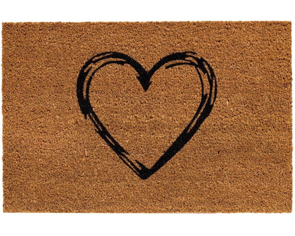 Fußmatte Kokos Fußmatte INDOOR Latex Bio Herz gemalt 40x60 cm, matches21  HOME & HOBBY, rechteckig, Höhe: 15 mm