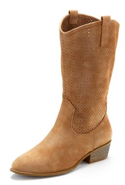 LASCANA Westernstiefel Sommer Boots, Ankle Stiefelette, Schlupfstiefel, Cowboy-Look, Cut-Outs