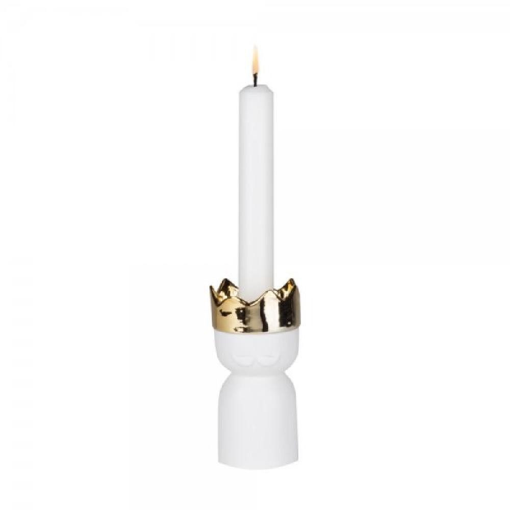 Räder Windlicht Design Kerzenhalter Königslicht Caspar Weiß-Gold (12cm) günstig online kaufen