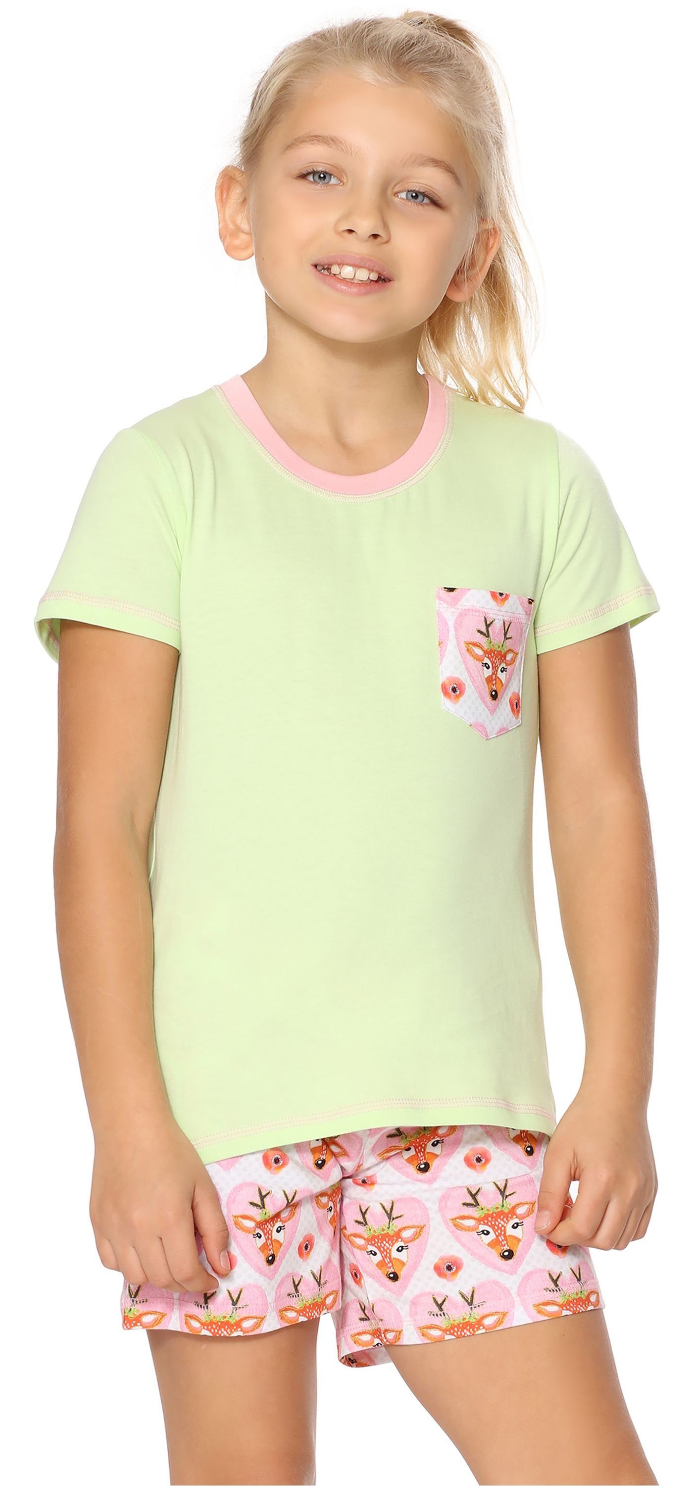 Merry Style Schlafanzug Mädchen Schlafanzüge Kurz aus Baumwolle Pyjama Set MS10-292