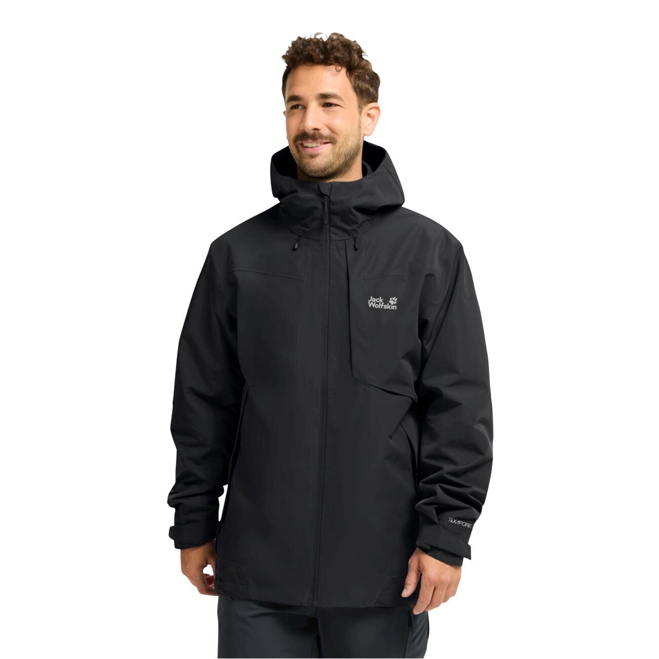 Jack Wolfskin Regenjacke Flextrail 2-Lagen (wasserdicht, winddicht) schwarz Herren