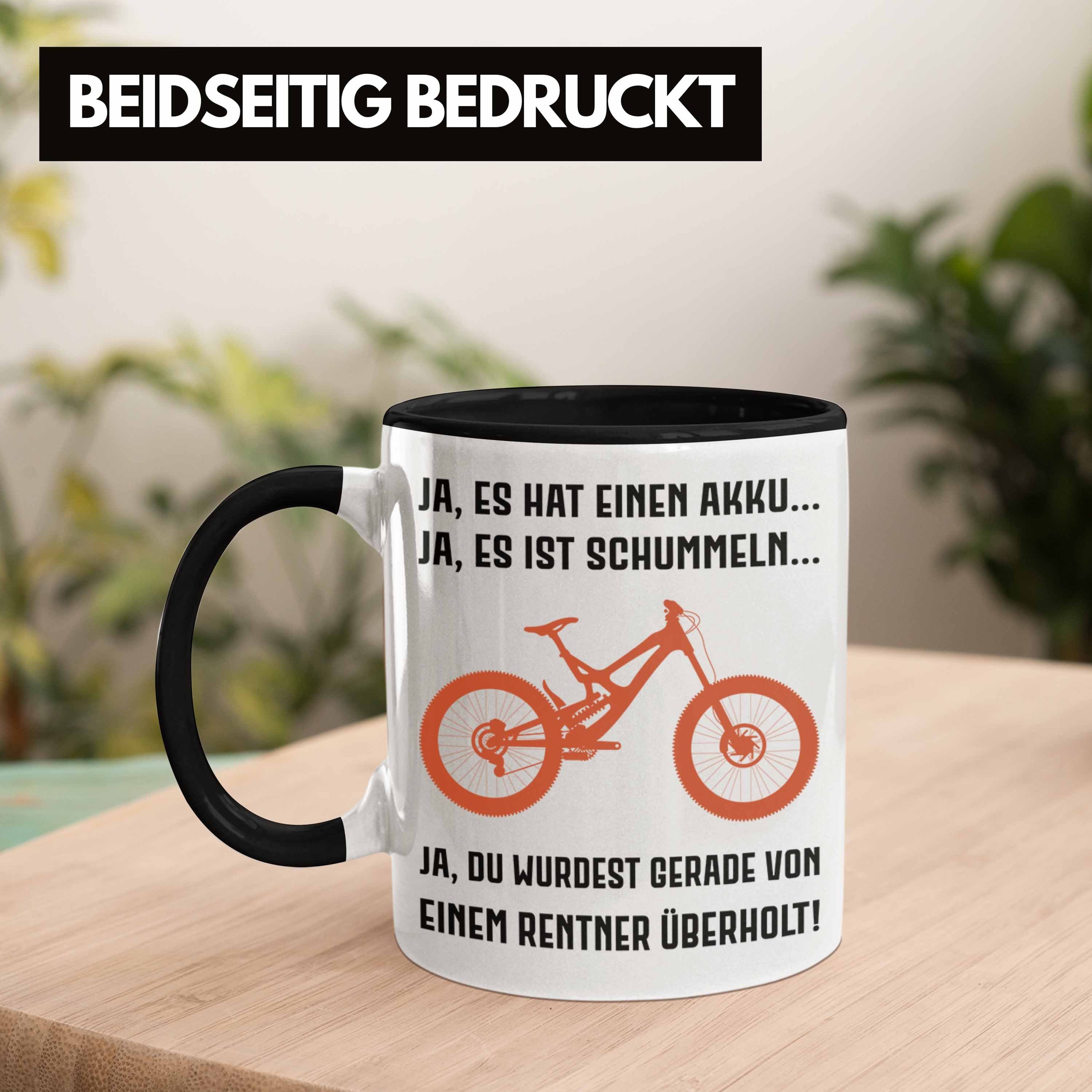 Schwarz Sprüche Geschenk mit Ebike Tasse Spruch Rentnerin Rentner Trendation Kaffeetasse Tasse Lustige - Trendation Elektrofahrrad E-Bike Geschenke