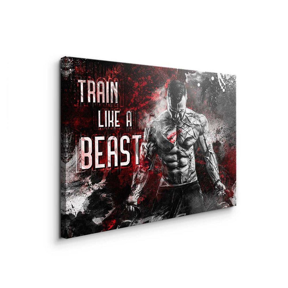 Rahmen Training DOTCOMCANVAS® Motivation S ohne - - Like Train Leinwandbild, - Leinwandbild A - Beast Premium