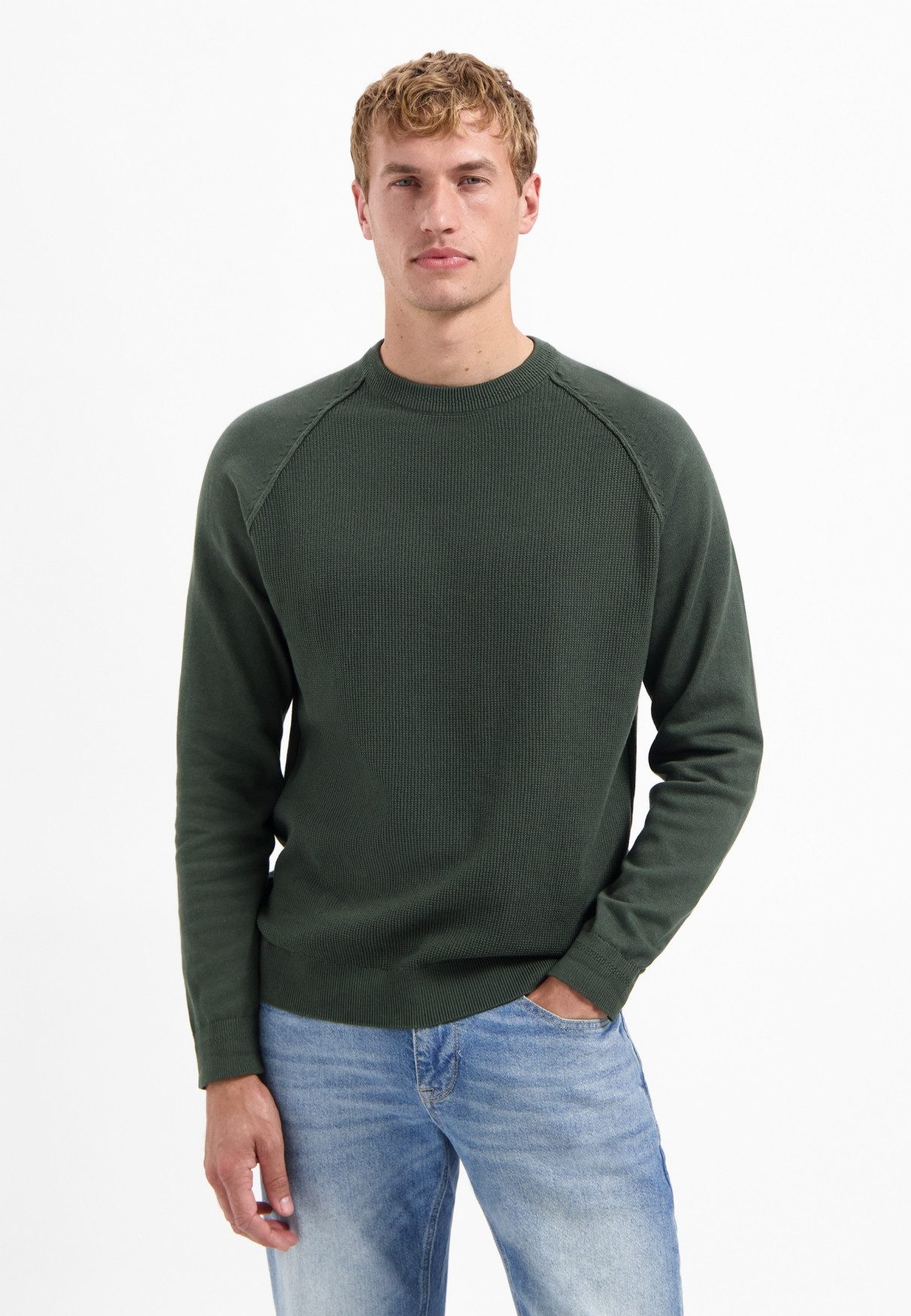 NO EXCESS V-Ausschnitt-Pullover No Excess Waffelstrickpullover