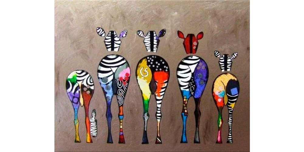 VBS Malvorlage Malen nach Zahlen Zebras, 40 cm x 50 cm auf Keilrahmen