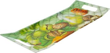 Lashuma Tablett Walnüsse, Melamin, (1-tlg), Grünes Geschirrtablett mit Griffen 41x19 cm