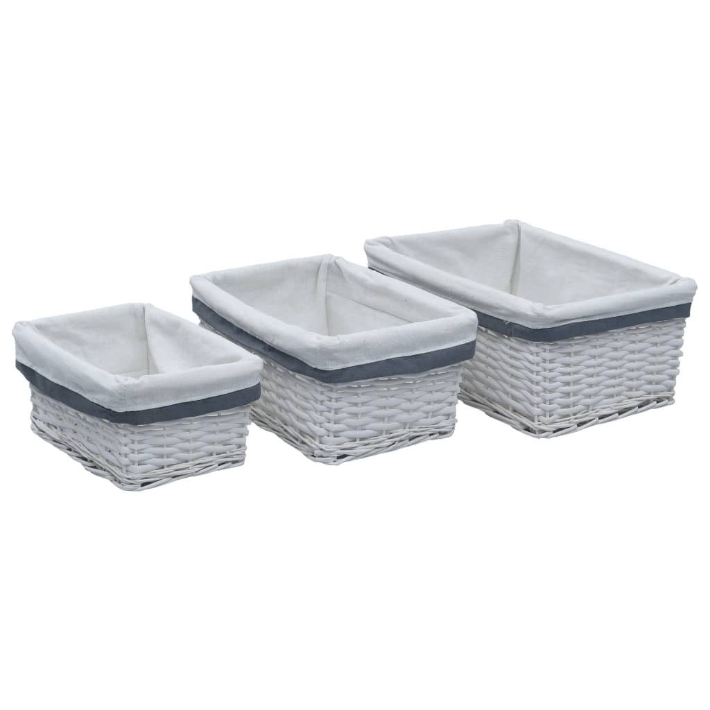 furnicato Allzweckkorb 3-teiliges weißes Weidenkorb-Set 29,5x20,5x14 bis 42x30x18 cm (1 St), Langlebige Aufbewahrungsboxen als Wäschekorb für jeden Wohnraum