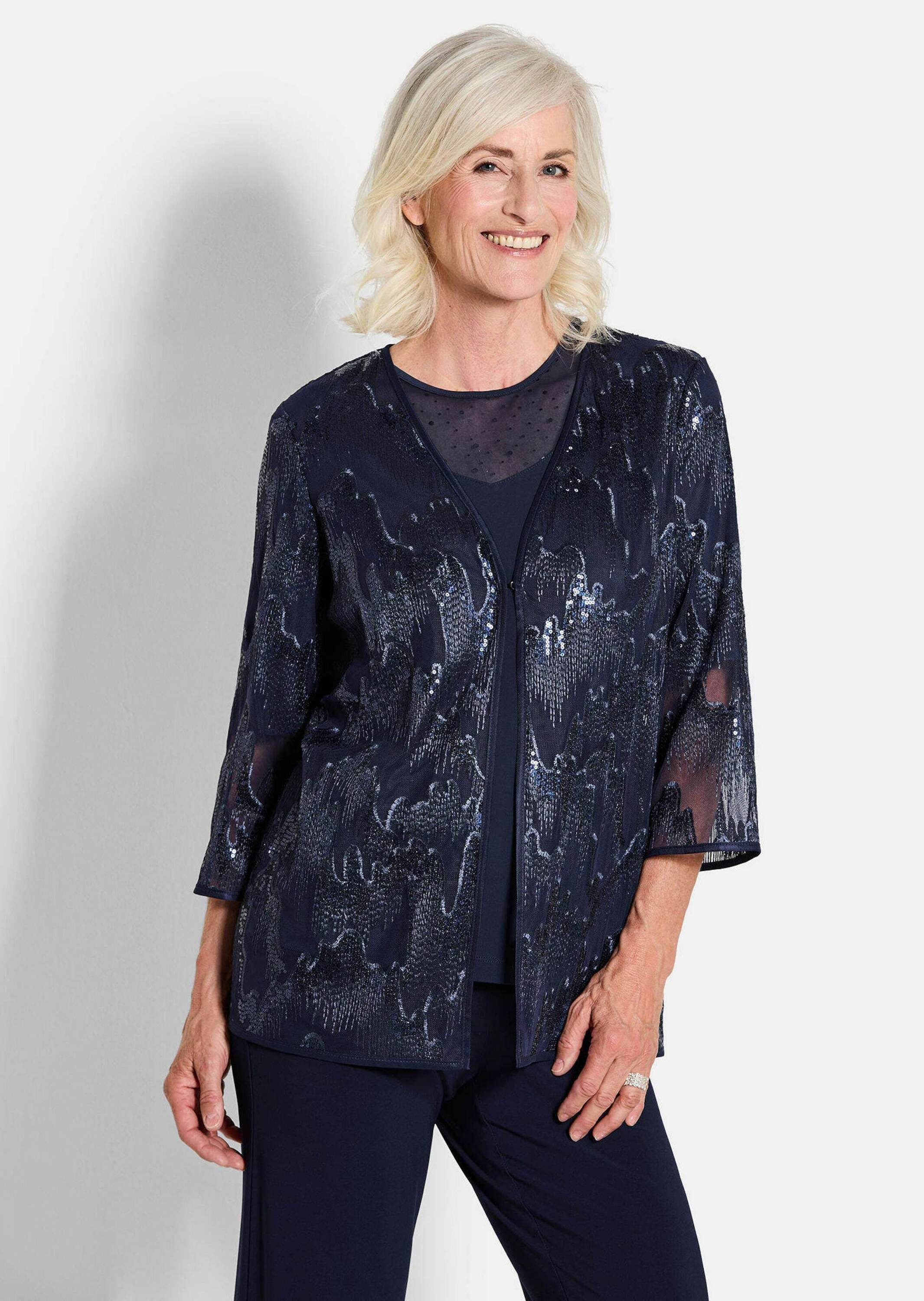 GOLDNER Klassische Bluse Blusenjacke mit Stickerei günstig online kaufen