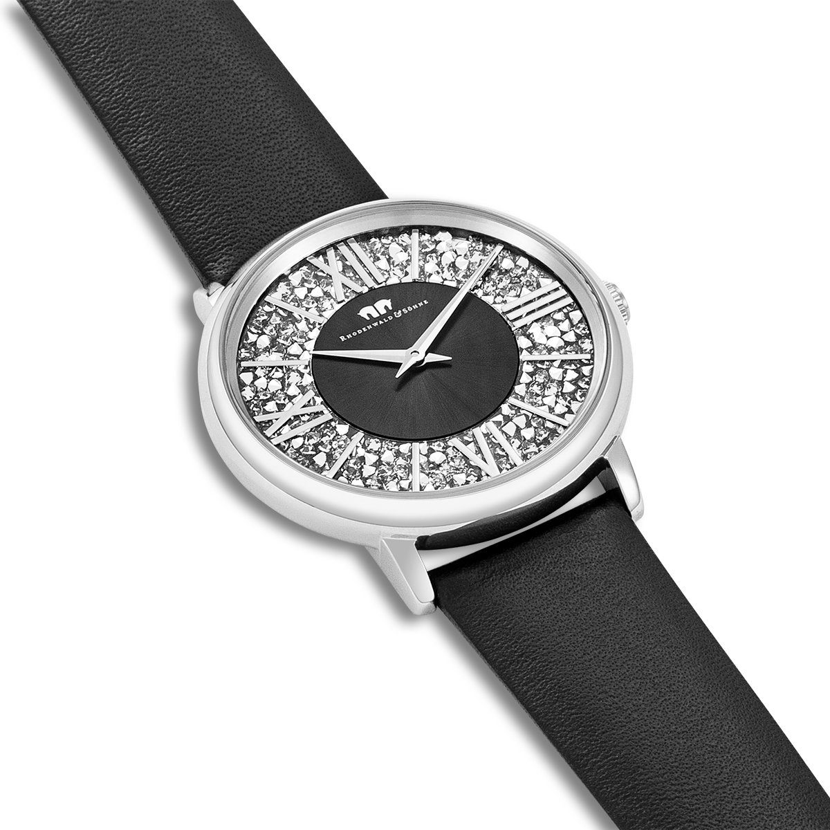 Damen Uhren Rhodenwald & Söhne Quarzuhr Pamina schwarz, verziert mit Kristallen