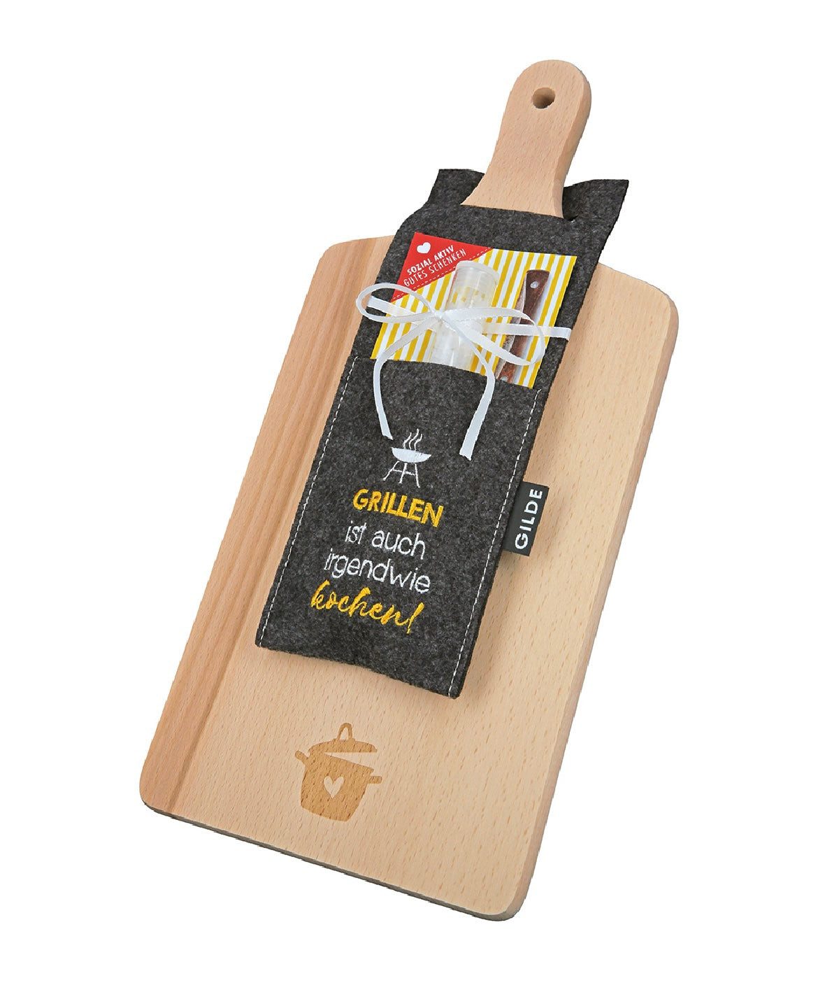 GILDE Schneidebrett Schneidebrett aus Holz inkl. Meersalz als Geschenkidee von Gilde