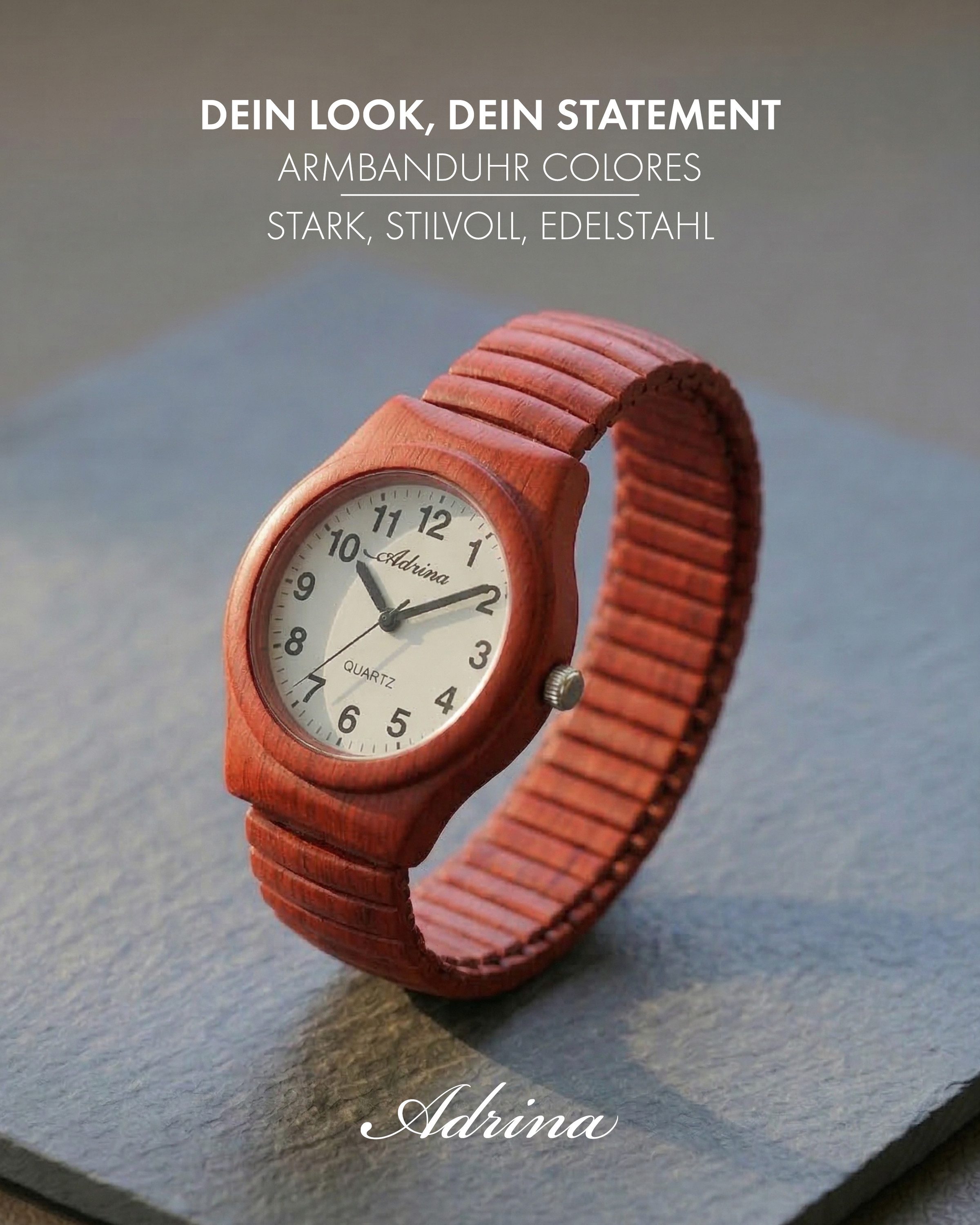 Adrina Quarzuhr Adrina Damenarmbanduhr mit Edelstahlzugband, Ø 34 mm (Colores)