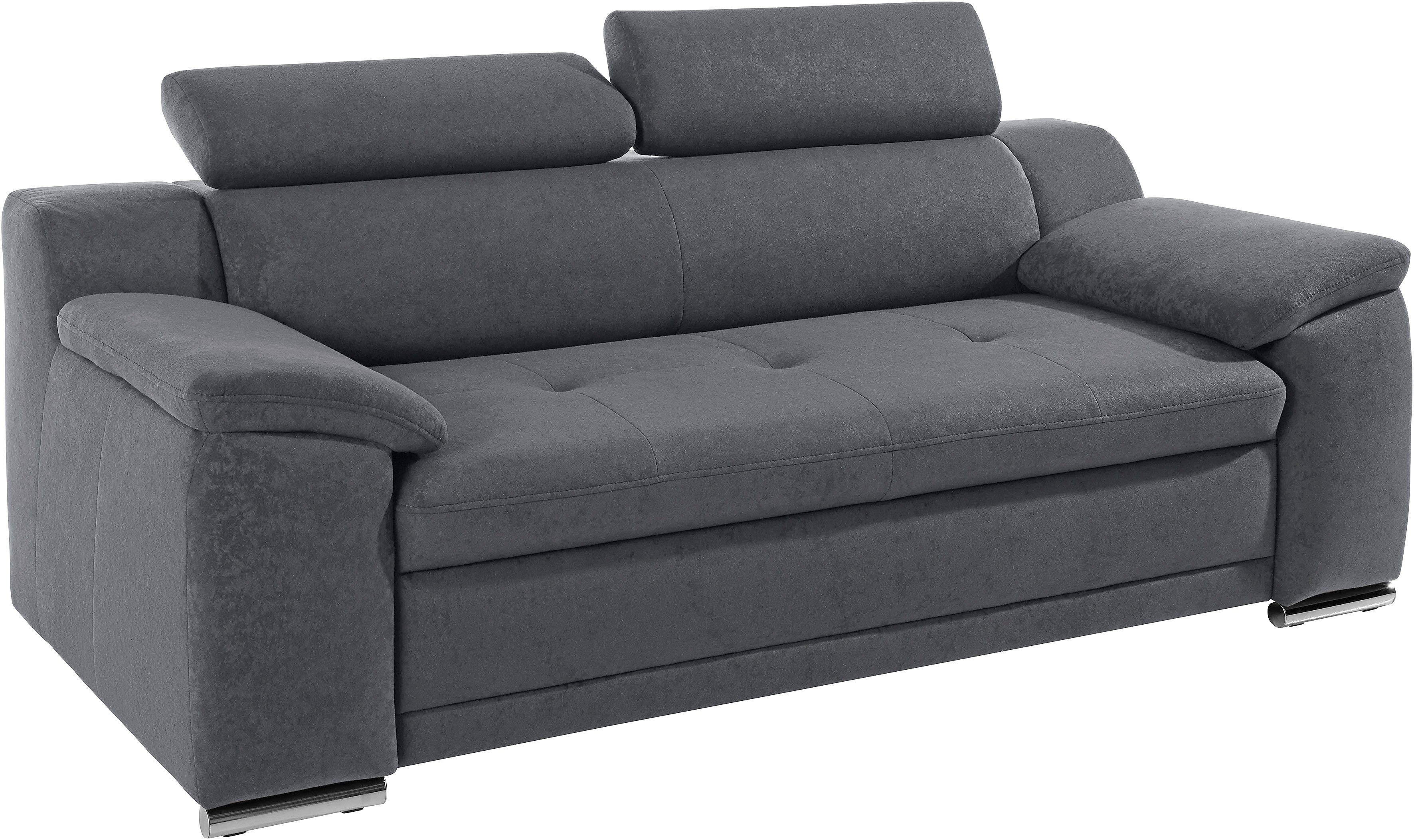 sit&more 3-Sitzer Andiamo, B: 200 cm, Kopfteilverstellung, Wellenunterfederung, Komfortable Sitzhöhe 43 cm, frei im Raum stellbar, modernes Design