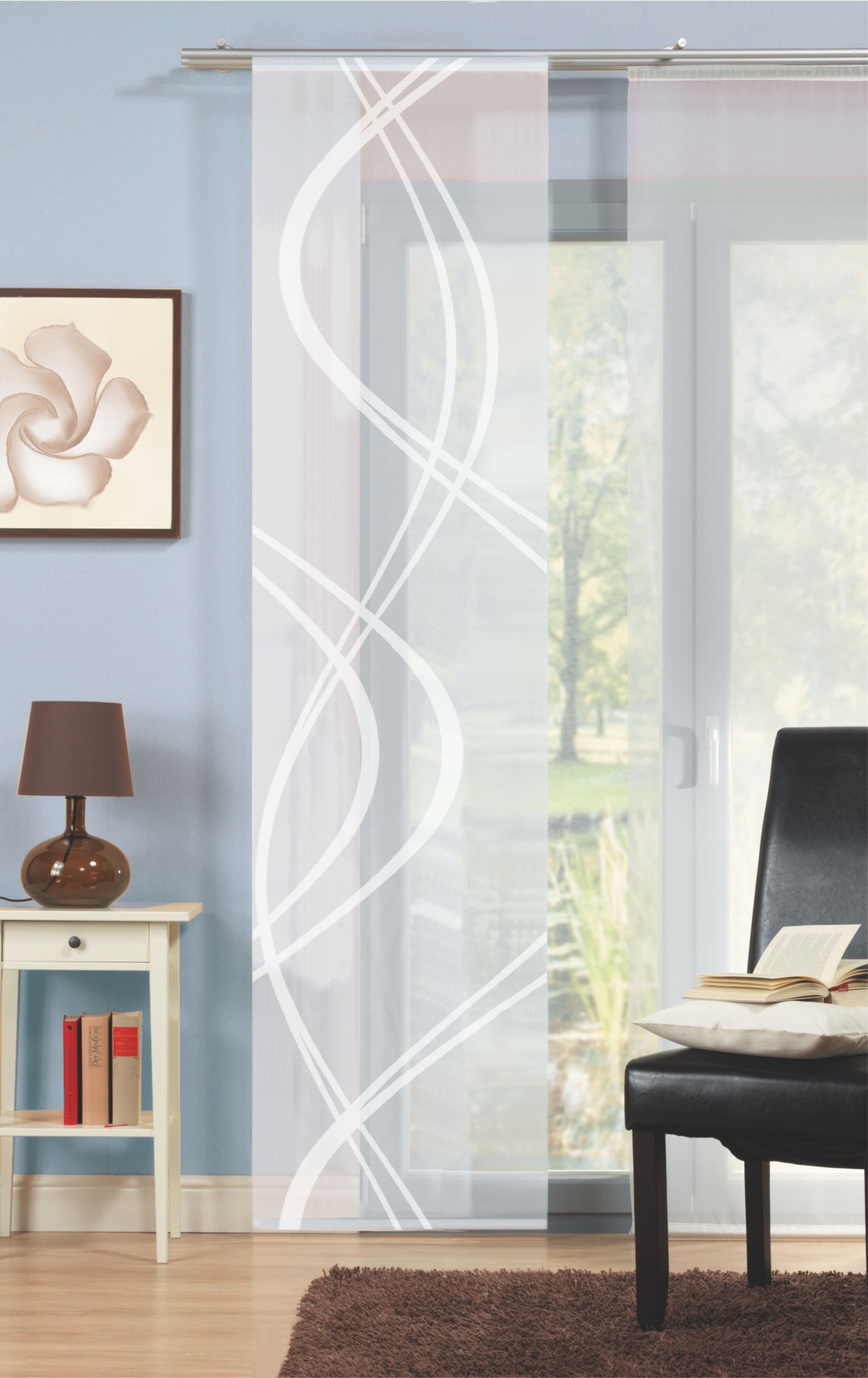 HOME WOHNIDEEN Schiebegardine Schiebevorhang TIBERIO aus Dekostoff und Voile mit Scherli 245 x 60 cm (1 St), Paneelwagen, blickdicht, Polyester