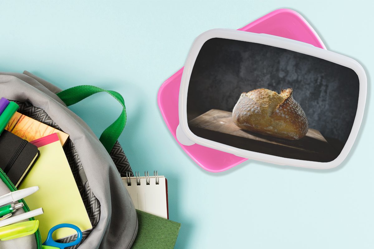 dunklem Kunststoff (2-tlg), Kinder, Hintergrund, für auf MuchoWow Mädchen, Brot Brotbox rosa Snackbox, Lunchbox Kunststoff, Erwachsene, Brotdose