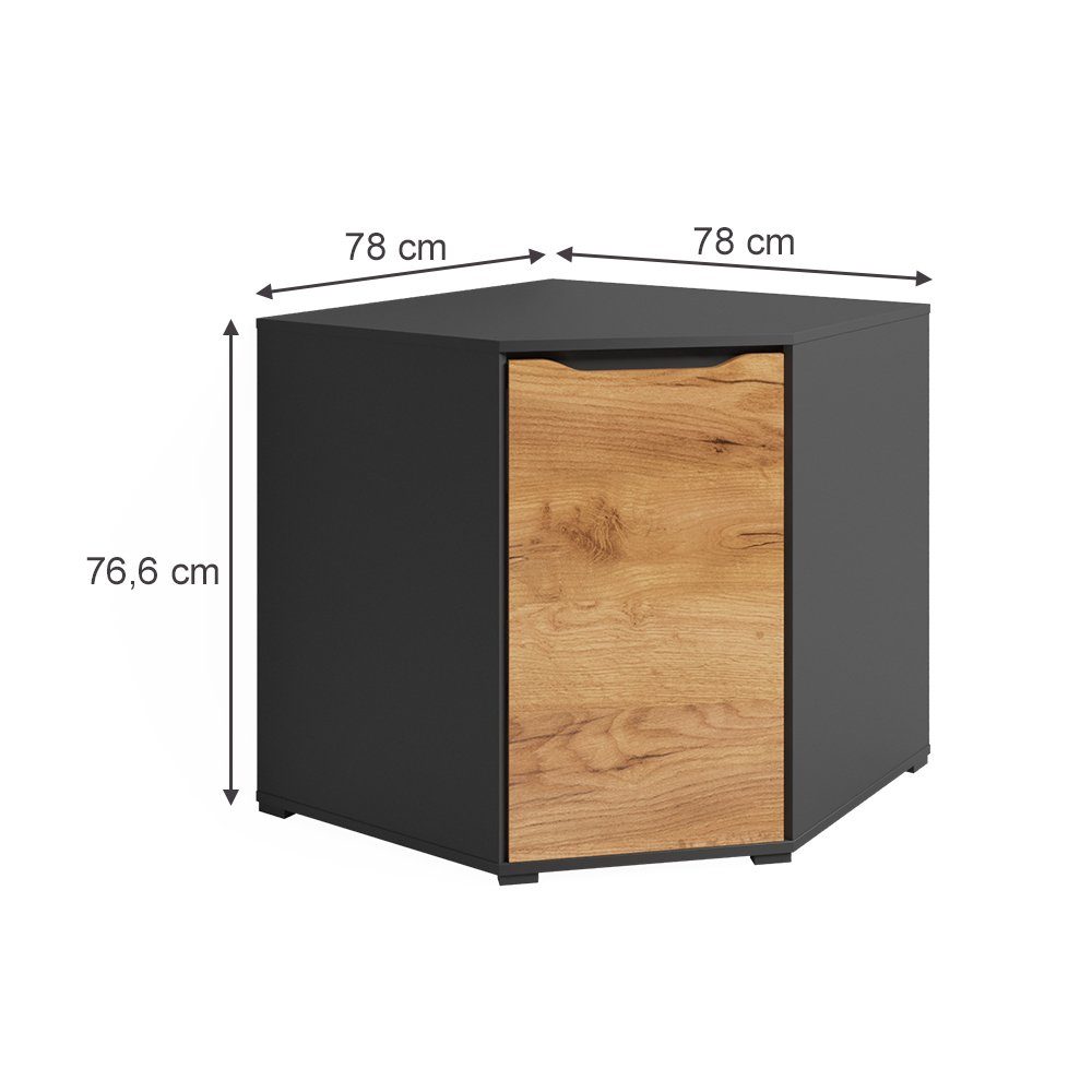 Vicco Kommode Ruben, Anthrazit/Goldkraft Eiche, 78 x 77.6 cm mit Türen (1 St)