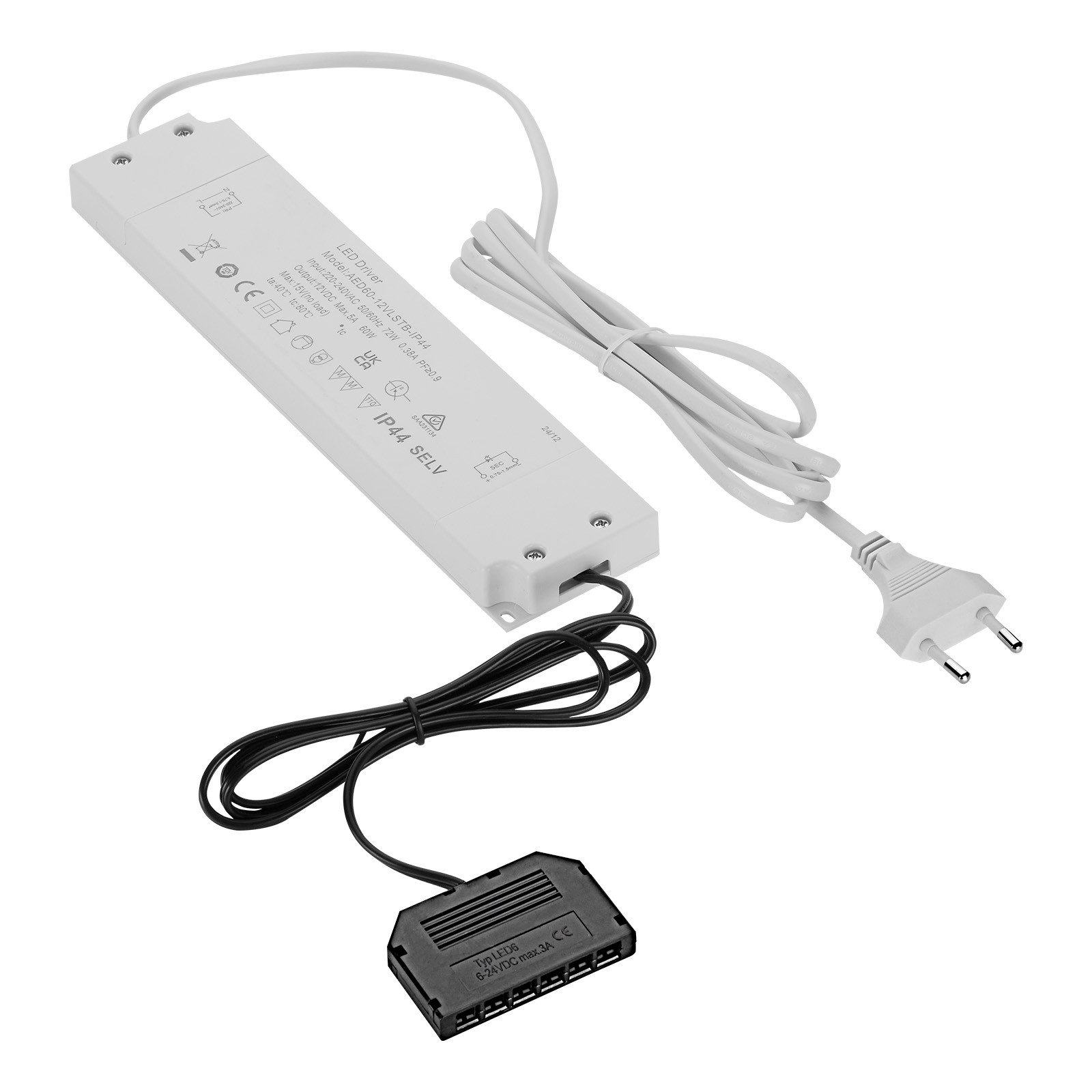 SO-TECH® Netzgerät 12 V mit 6-fach Verteiler (Mini AMP Anschluss) LED Trafo (Ausgangsspannung (Output): 12VDC, Max. 5A Max. 60W)