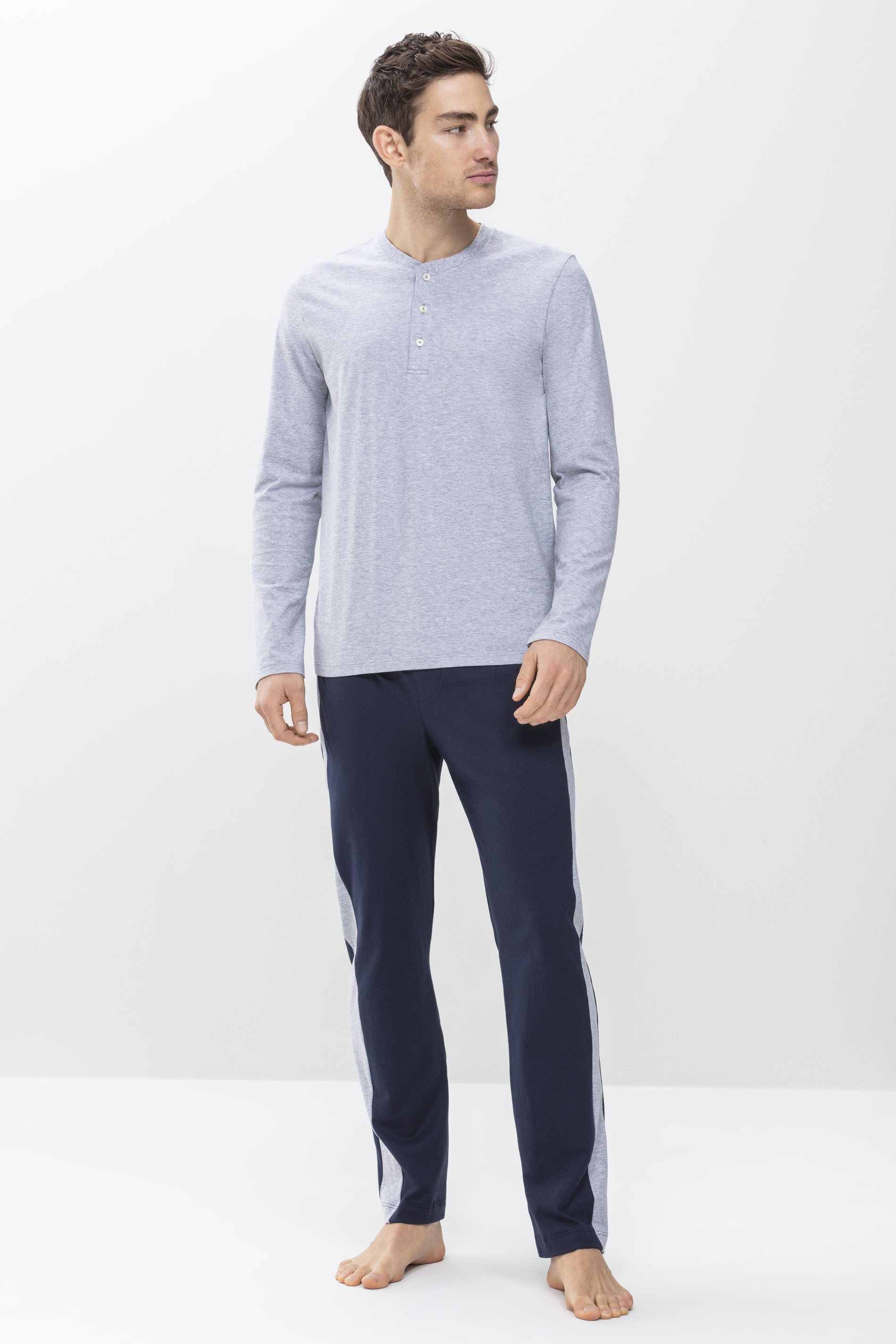 Pyjamaoberteil Mey Herren Shirt Serie Ringwood uni Shirt
