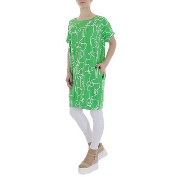 Ital-Design Tunikashirt Damen Freizeit (85987291) Textprint Stretch Top & Shirt in Grün