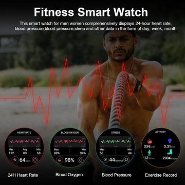 Techtrix IP67 wasserdicht Telefonfunktion Männer's Smartwatch (1,43 Zoll), Mit Always-On-Display, über 120 Sportmodi und Herzfrequenzmonitor
