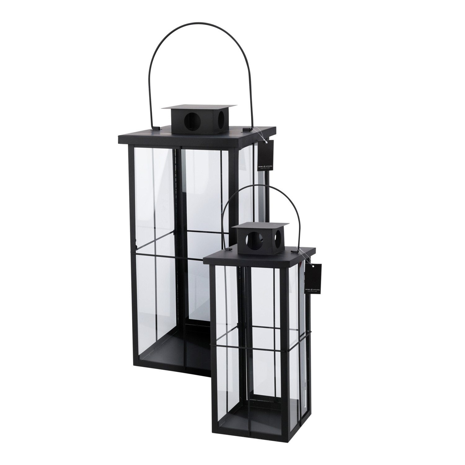 Mojawo Laterne 2tlg Metall XXL Laternen Set Schwarz Gartenlaterne Windlicht günstig online kaufen