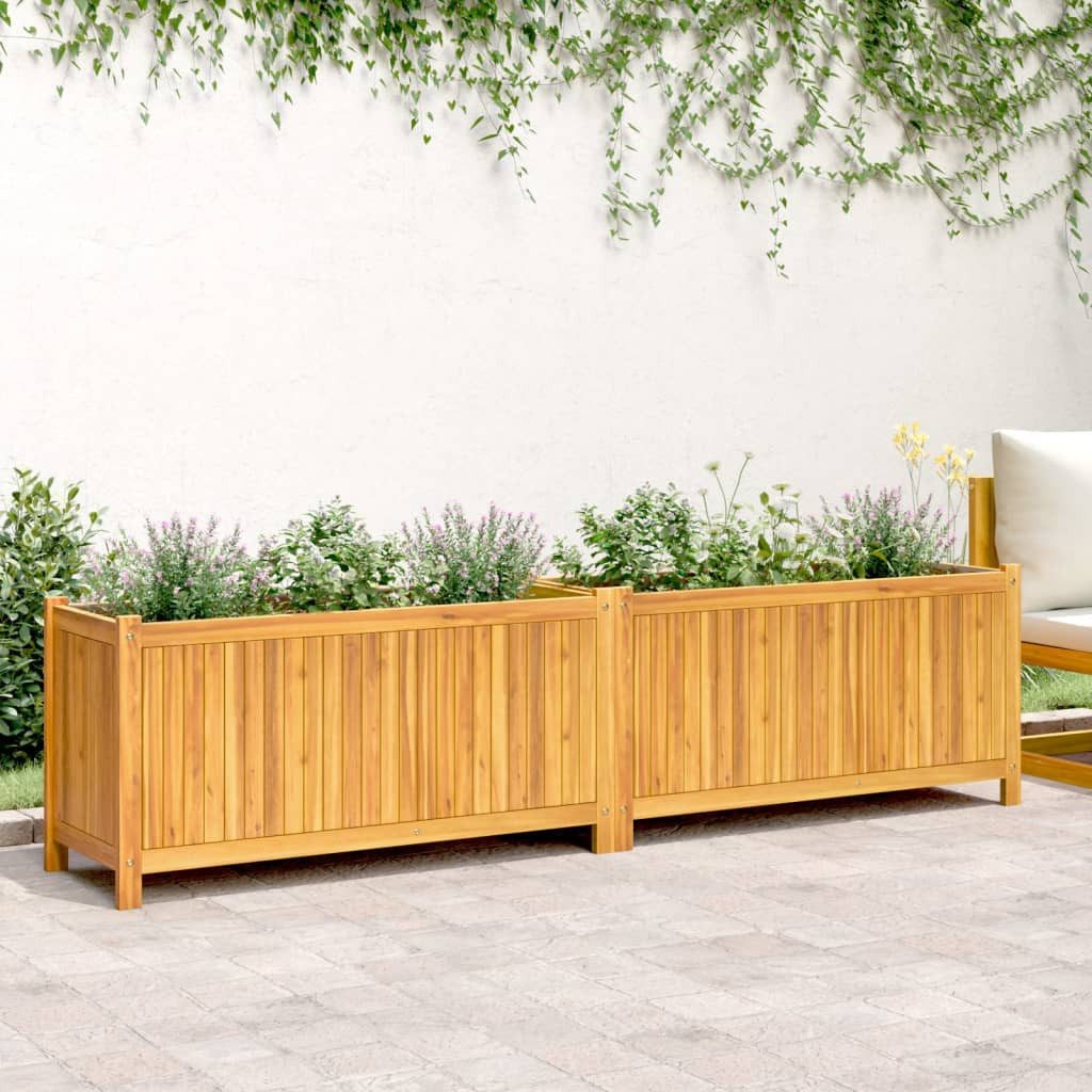 vidaXL Blumentopf Pflanzkübel mit Einlage 199x38,5x50 cm Massivholz (1 St)