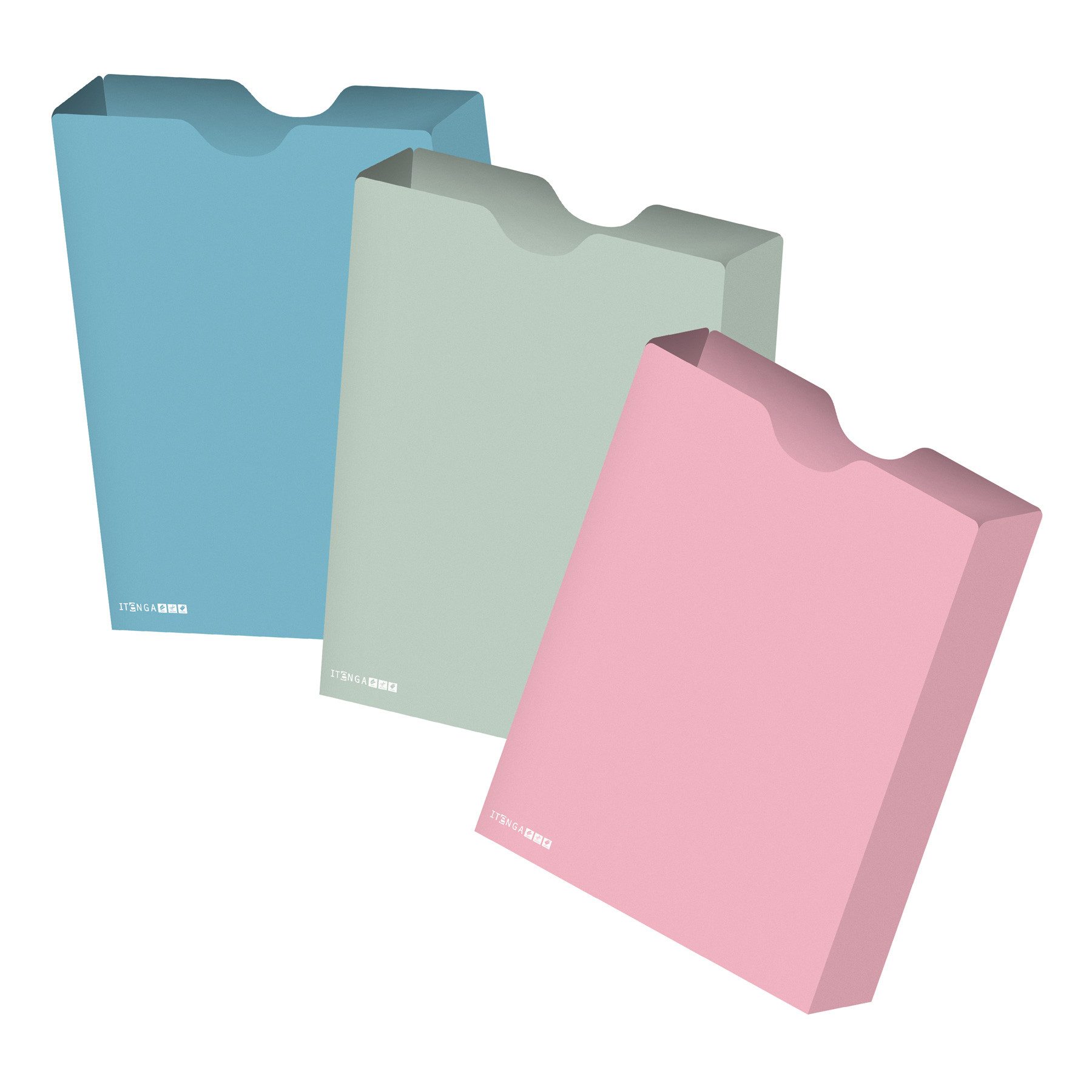 itenga Organisationsmappe itenga Heftbox 3er Set DIN A4 Hochformat aus PP Pastell rosa Eukalyptu