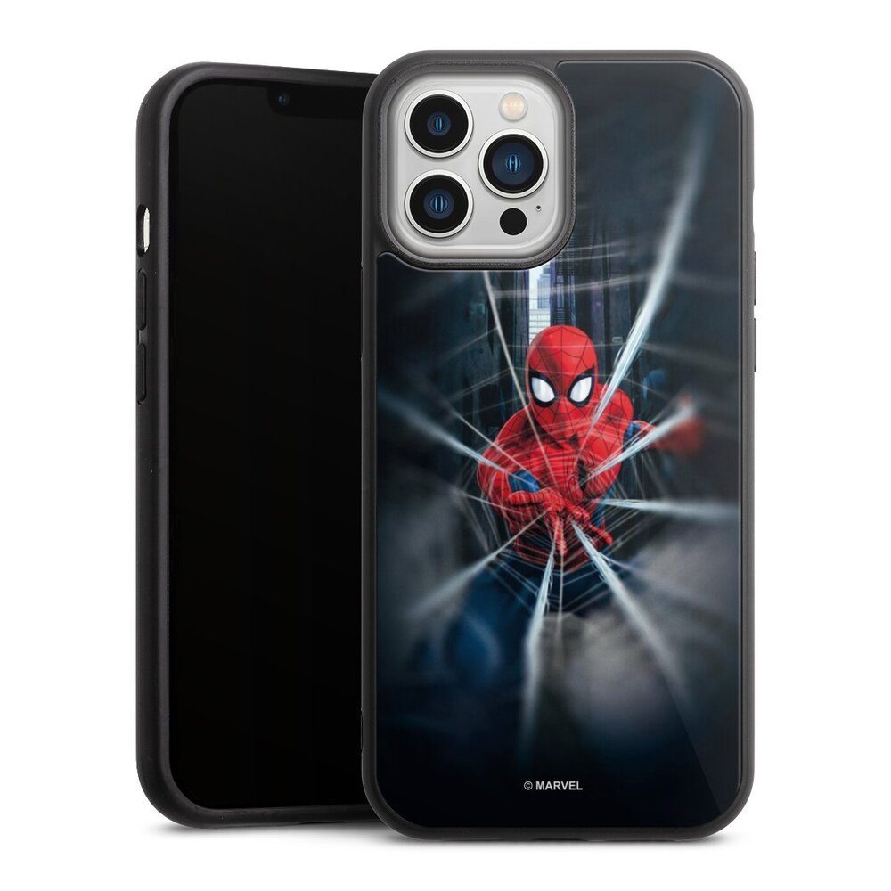 DeinDesign Handyhülle Marvel Spider-Man Kinofilm Spider-Man Webs In Action, Apple iPhone 13 Pro Max Gallery Case Glas Hülle