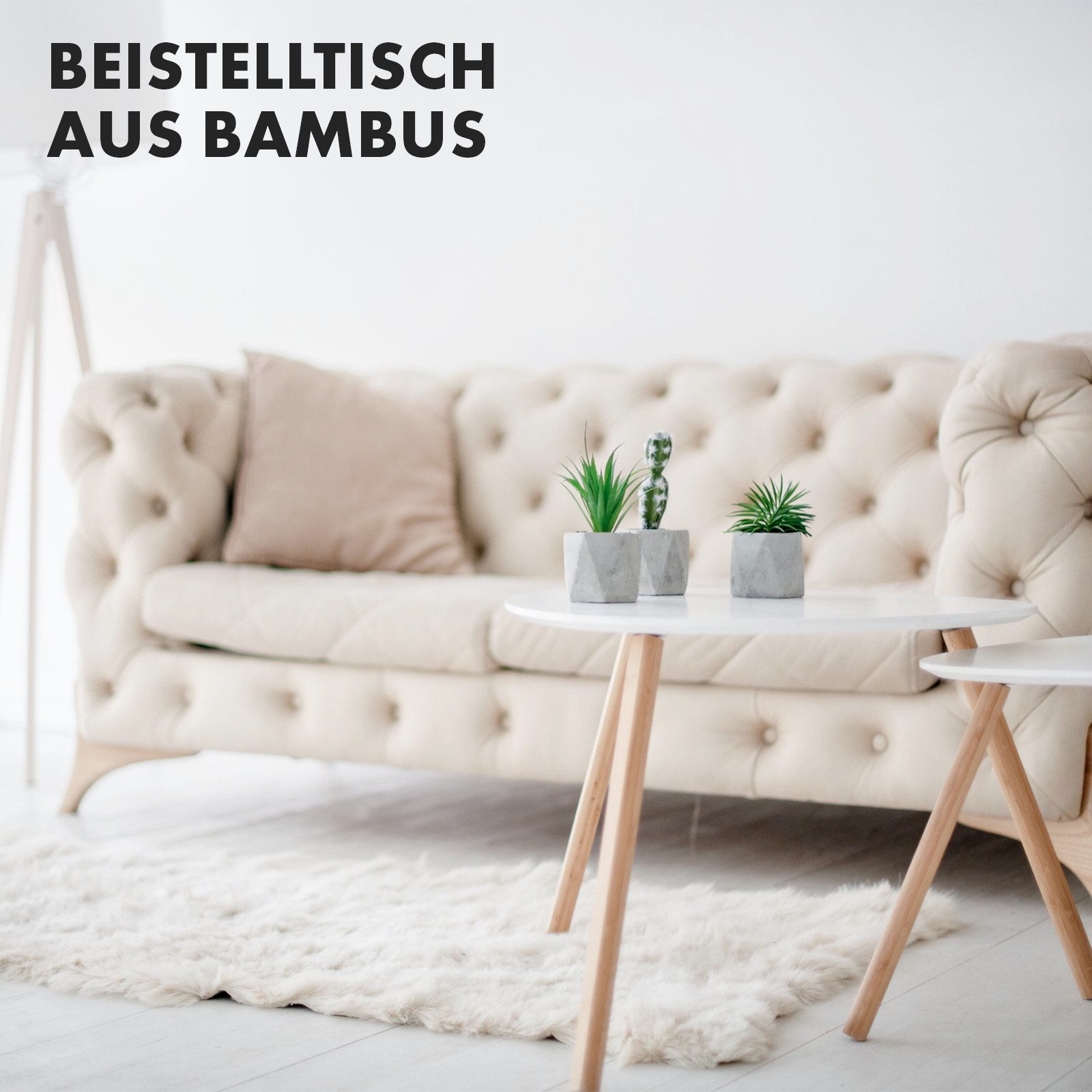 Kubus Couchtisch Bambus-Beistelltisch 2er Set Denali (2-St., 2er Set), Platzsparend – Bild 5 von 5
