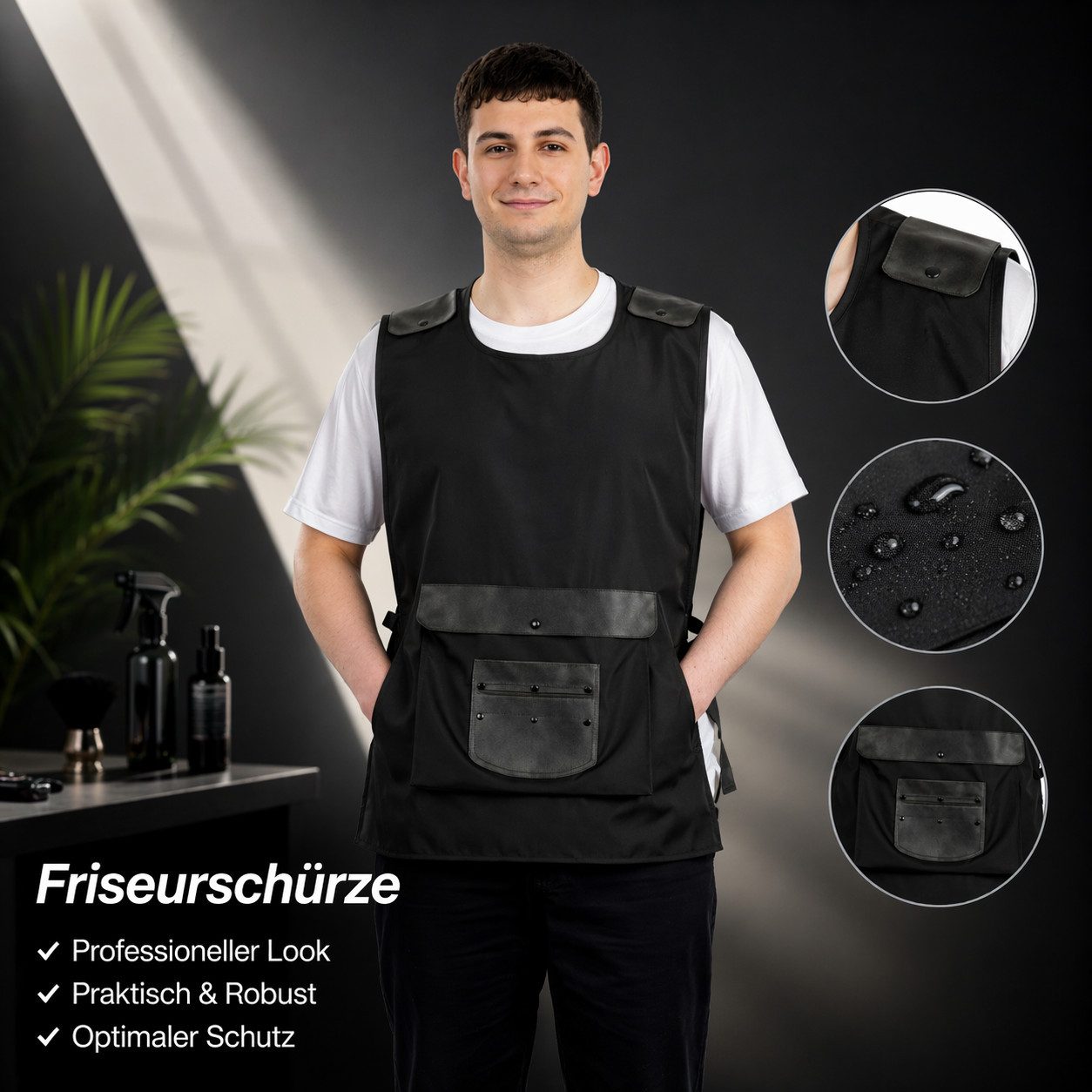 Joya Sports B.V. Kittelschürze Professionelle Friseurschürze – Wasserabweisend mit Taschen