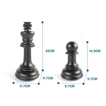 TikTakToo Spielzeug-Gartenset Schach Schachfigur Freilandspiel Gartenschach Königshöhe 25 cm, (wetterfestes Spielfiguren Set, 32-teiliges Set), für Terrasse, Balkon, Schulen, Kindergarten, Park, Jugendherberge