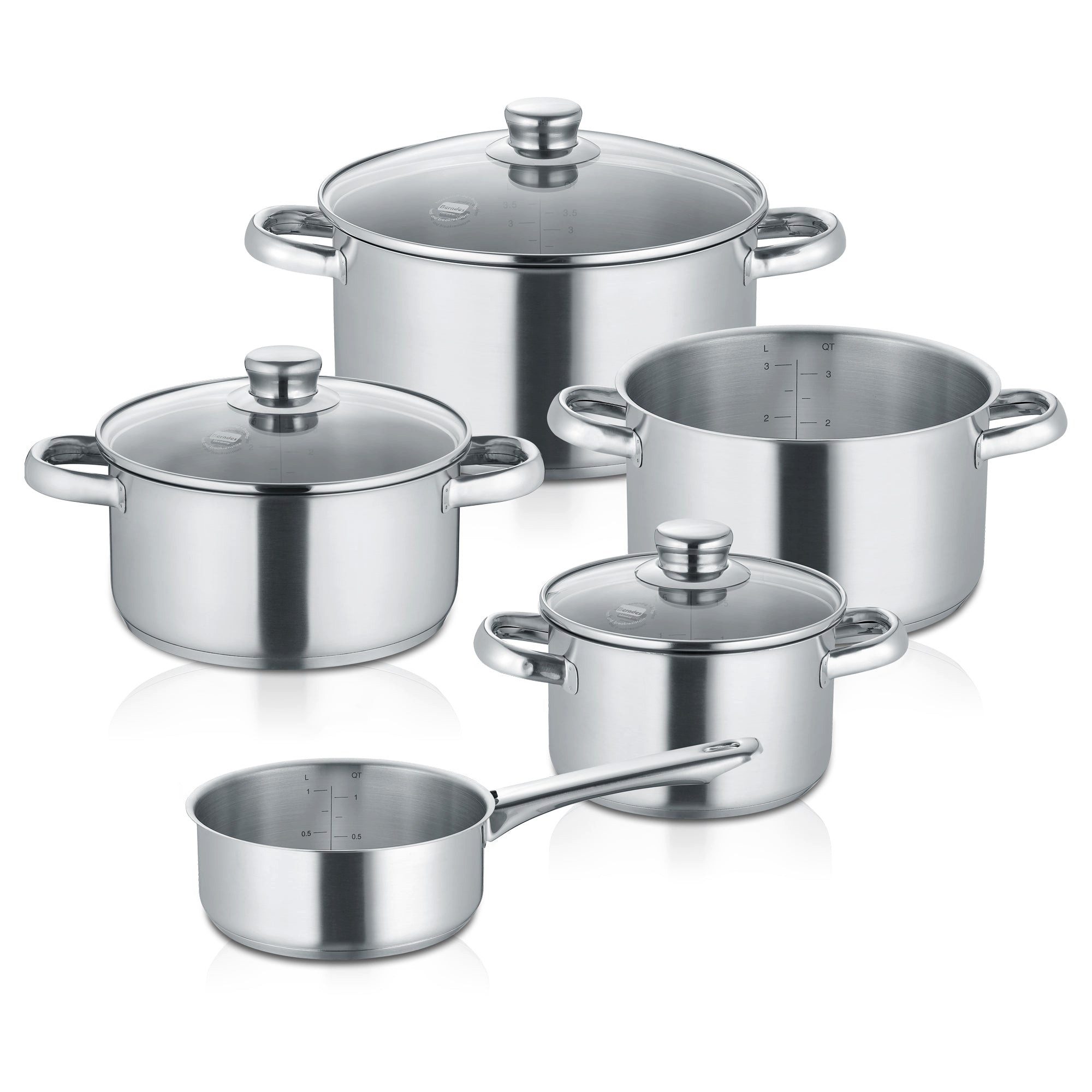 Berndes Topf-Set Kochtopfset 5-teilig cm, Edelstahl, poliert - New Roma, Edelstahl