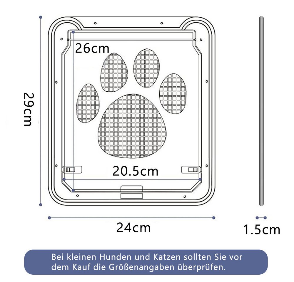 Thumbnail - NUODWELL Katzenklappe Katzenklappe Innentür Aussentür, Fliegengitter mit Magnetverschluss
