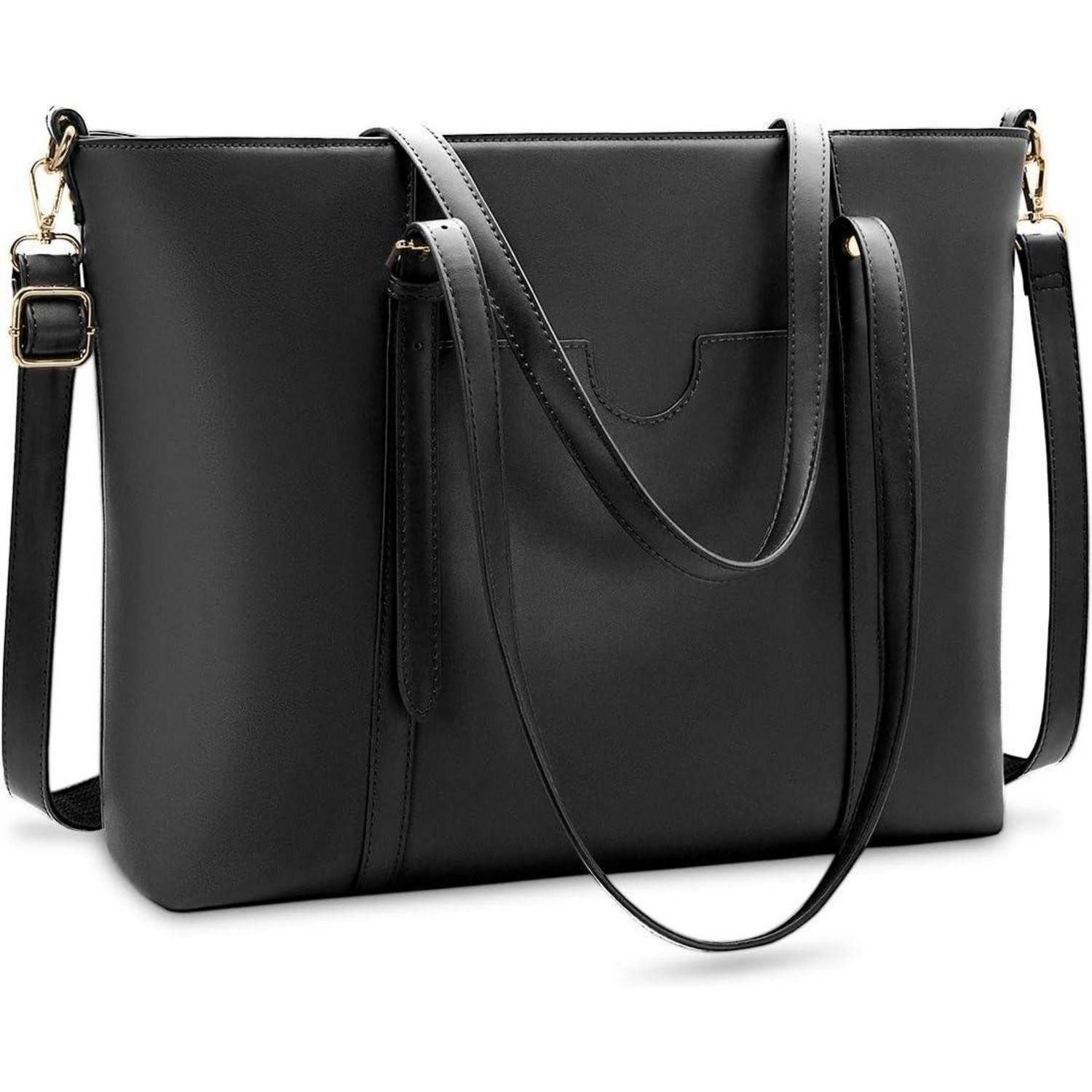 LuxusKollektion Laptoptasche Handtasche Shopper Damen Groß 15.6 Zoll PU Leder Schwarz Laptop