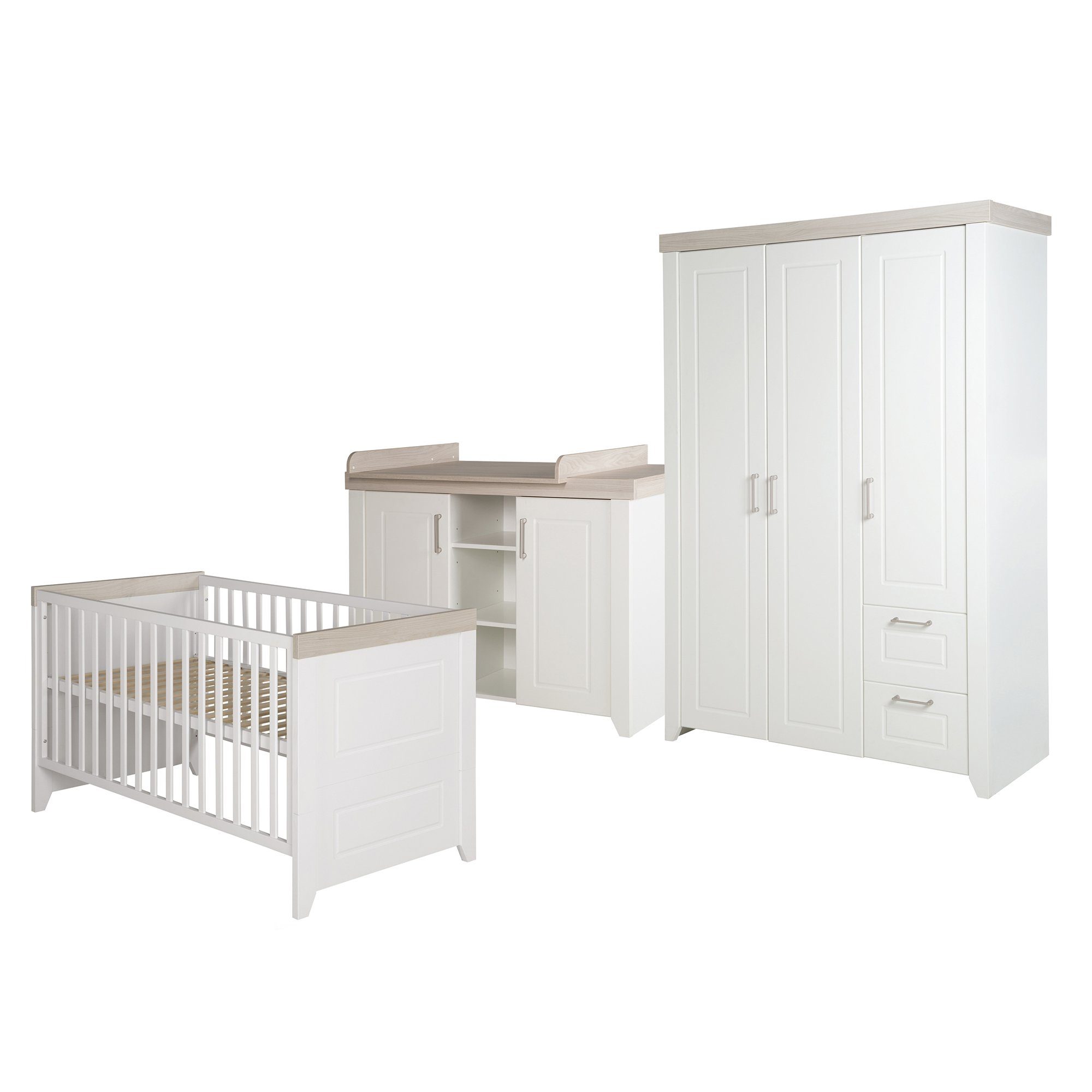 roba® Babyzimmer-Komplettset Felicia, Gitterbett, Wickelkommode & 3-türiger günstig online kaufen