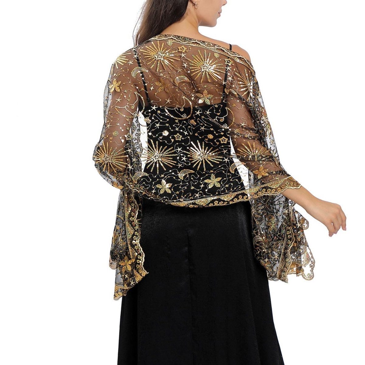 Kraftverdia Schal Damen Stola Pailletten Schal Glitzer Abendkleid Schultertuch