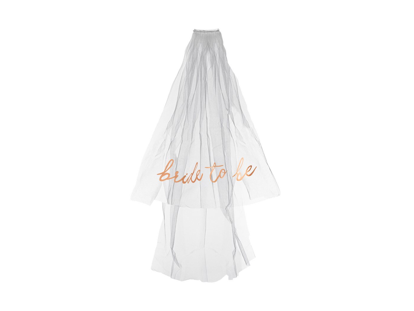 partydeco Kostüm, Schleier mit Kamm Bride to Be Aufschrift 63cm Weiß / Rosegold