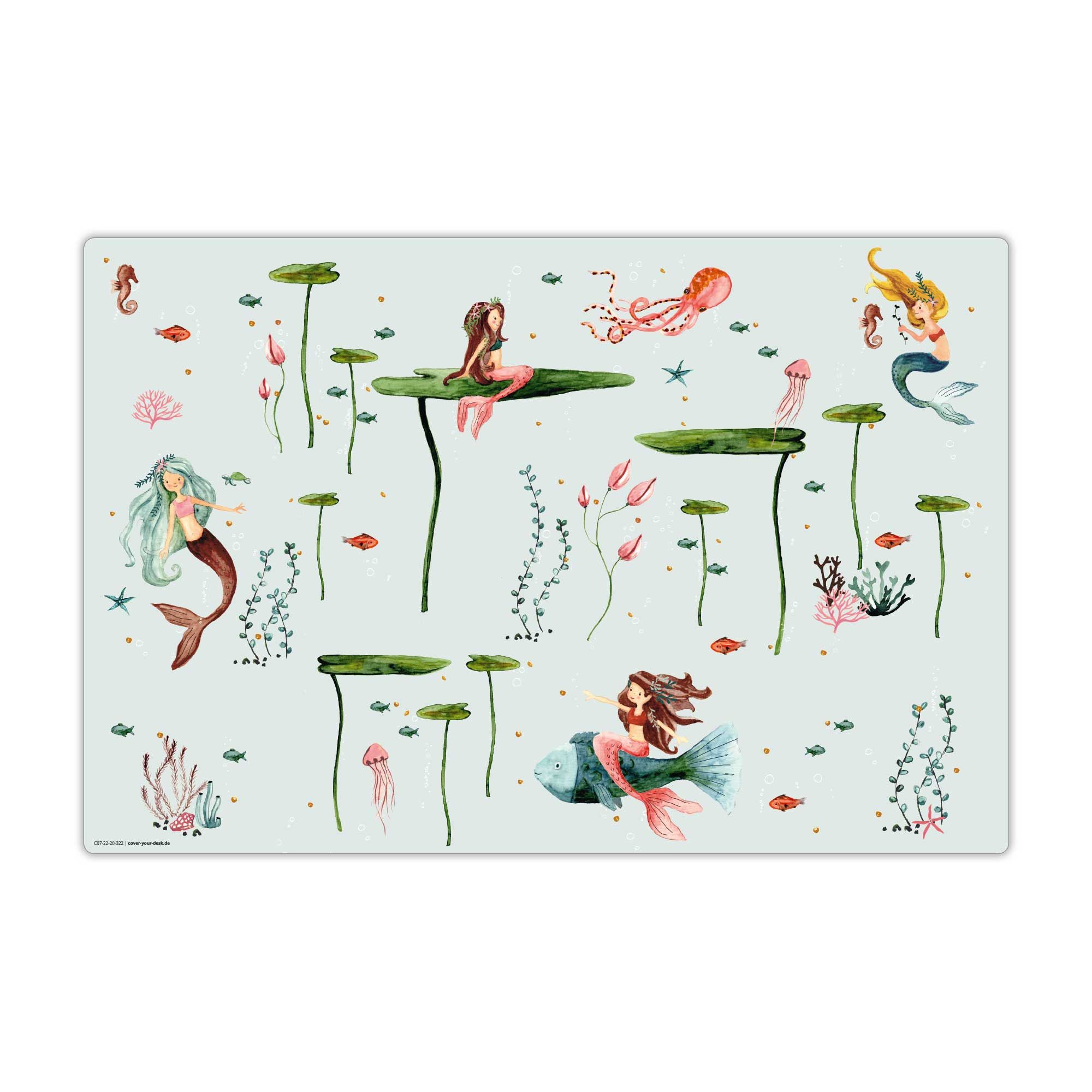 cover-your-desk.de Schreibtischunterlage für Kinder aus premium Vinyl - Meerjungfrau - Made in Germany, (1 tlg)