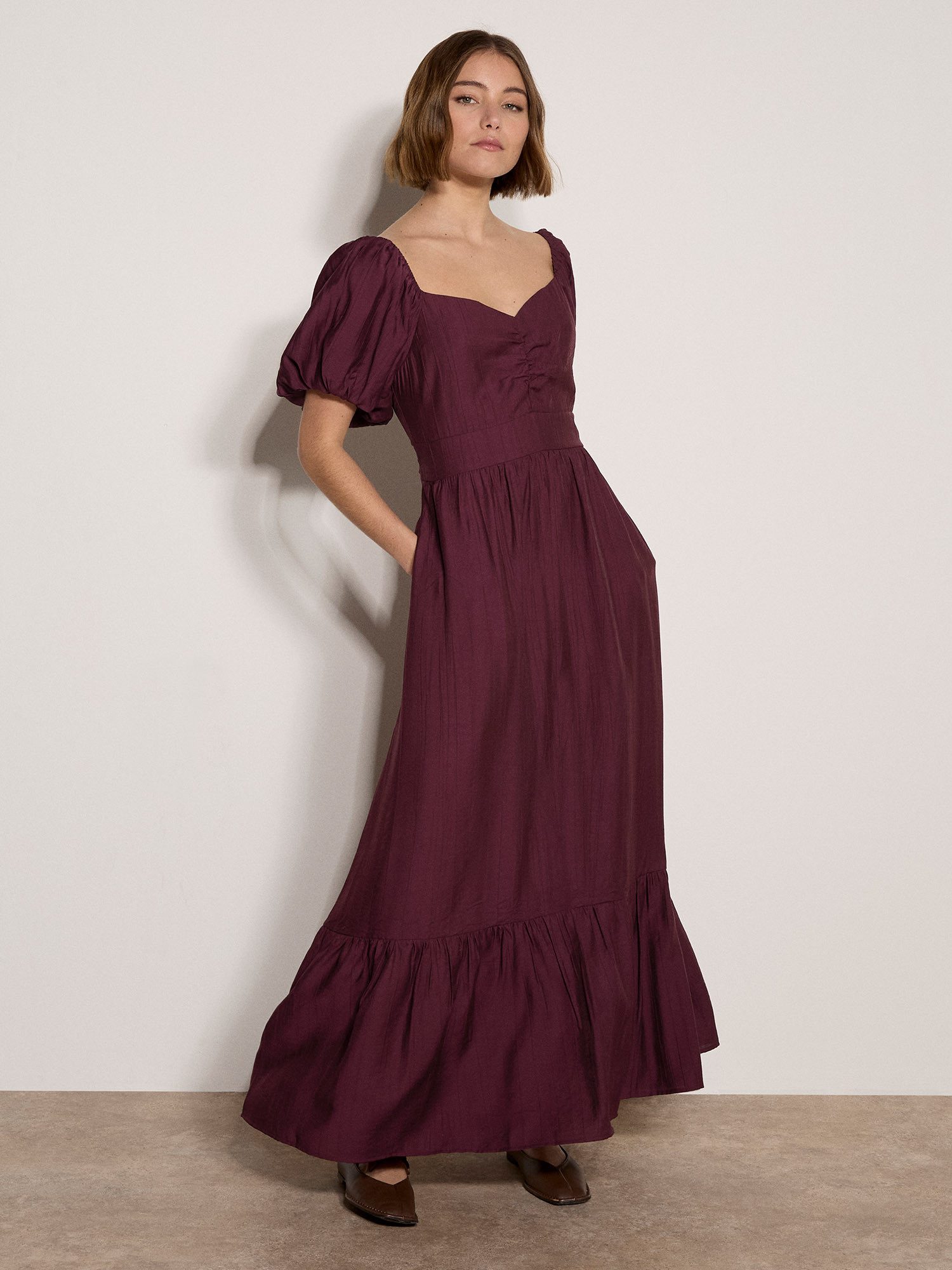 Apricot Maxikleid Smokkleid in langer Länge in Schimmeroptik