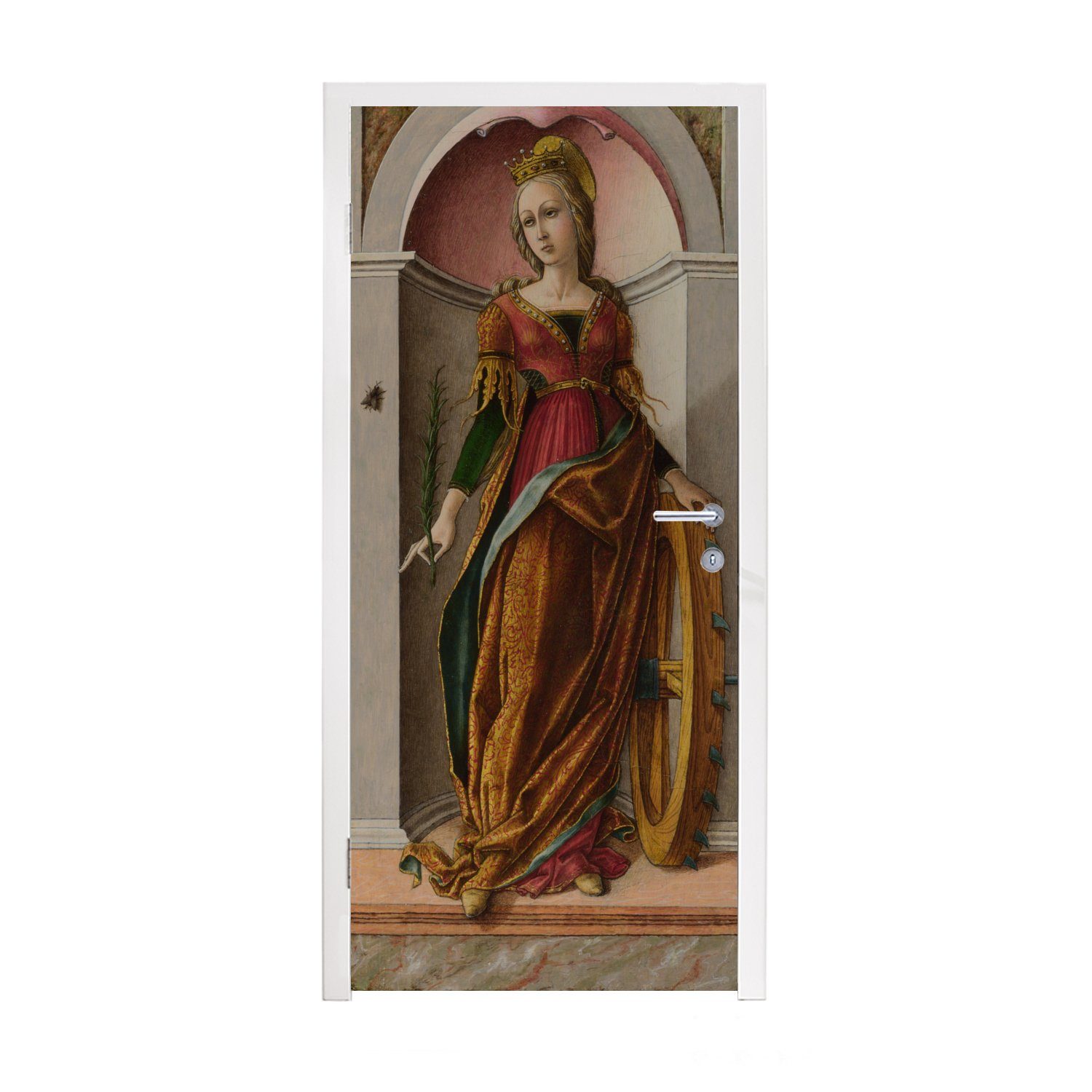 MuchoWow Türtapete Die heilige Katharina von Alexandrien - Gemälde von Carlo Crivelli, Matt, bedruckt, (1 St), Fototapete für Tür, Türaufkleber, 75x205 cm