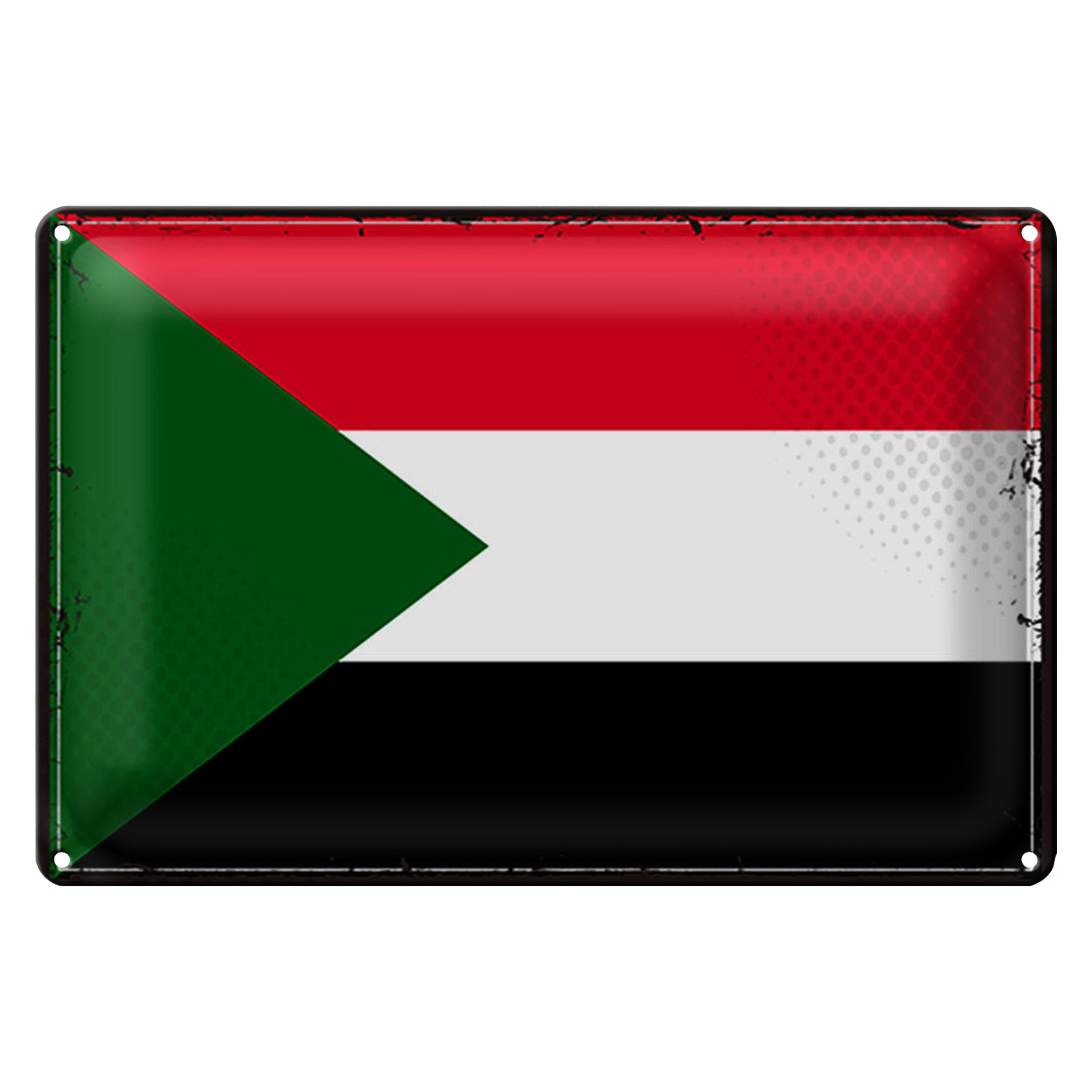 Roomando Metallschild Flagge Sudan 18x12cm Retro Flag of Sudan