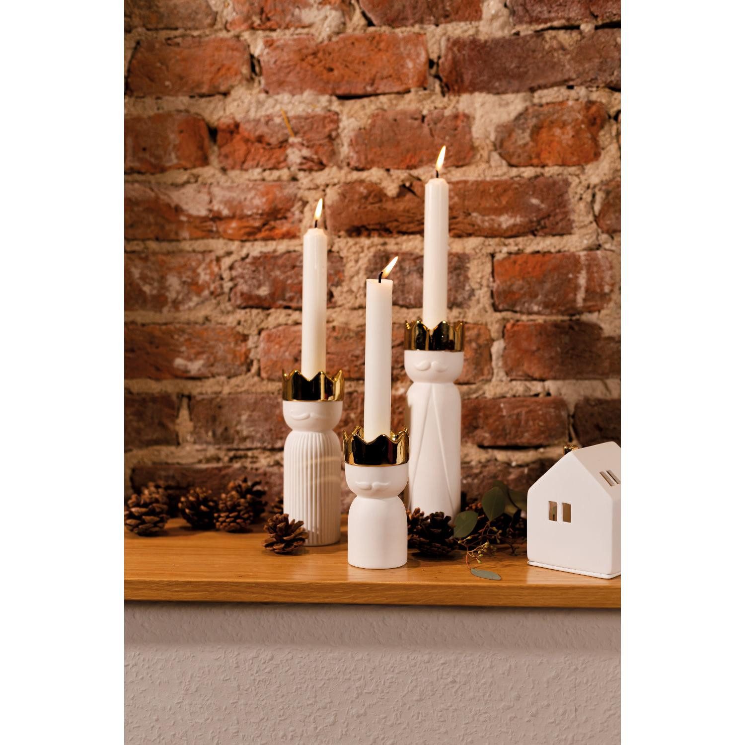 Räder Windlicht Design Kerzenhalter Königslicht Melchior Weiß-Gold (16,5cm) günstig online kaufen