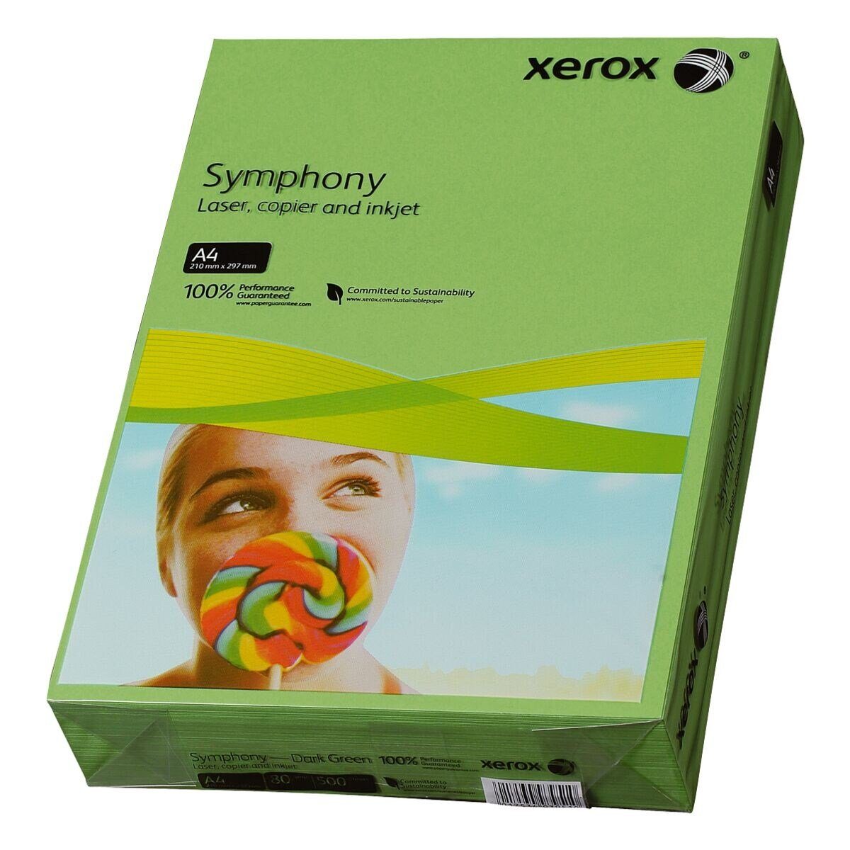 Xerox Drucker- und Kopierpapier Symphony, Intensivfarben, Format DIN A4, 80 g/m², 500 Blatt dunkelgrün