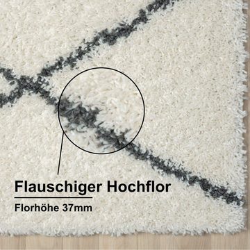 Hochflor-Teppich My Shaggy Raute, Myflair Möbel & Accessoires, rechteckig, Höhe: 37 mm, Shaggy, Scandi Rauten Design, leicht glänzend, extra flauschig