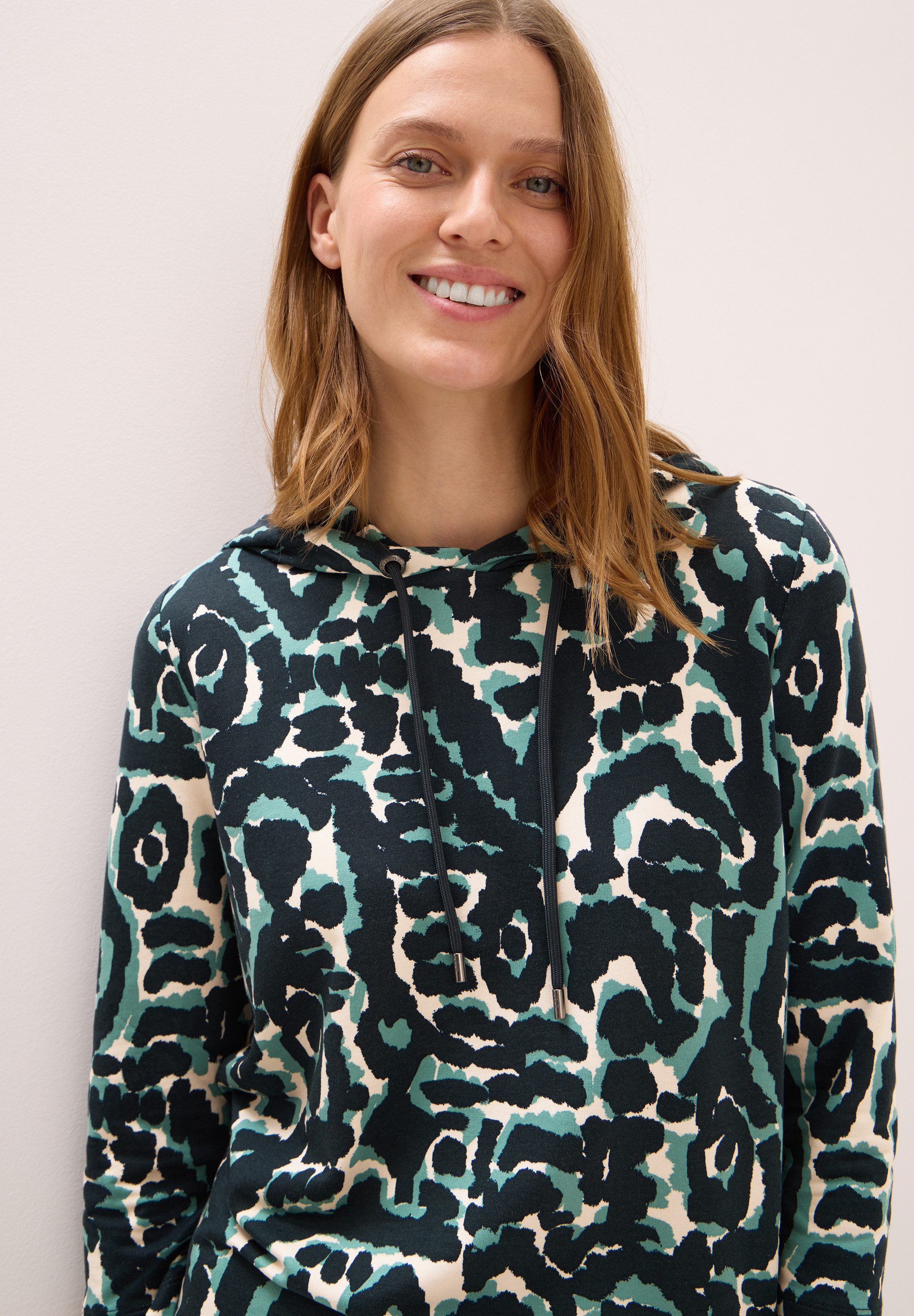 CECIL Kapuzensweatshirt mit 3/4 Arm, gemustert