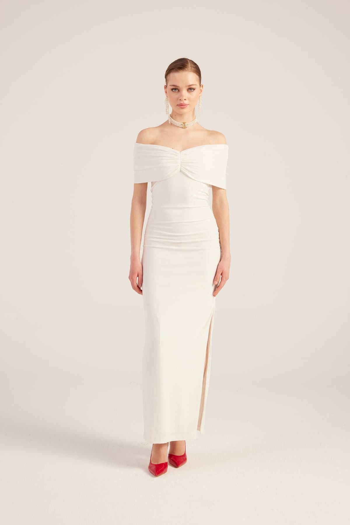 HOLLY LOLLY Midikleid Langes Leila Kleid mit Schlitz
