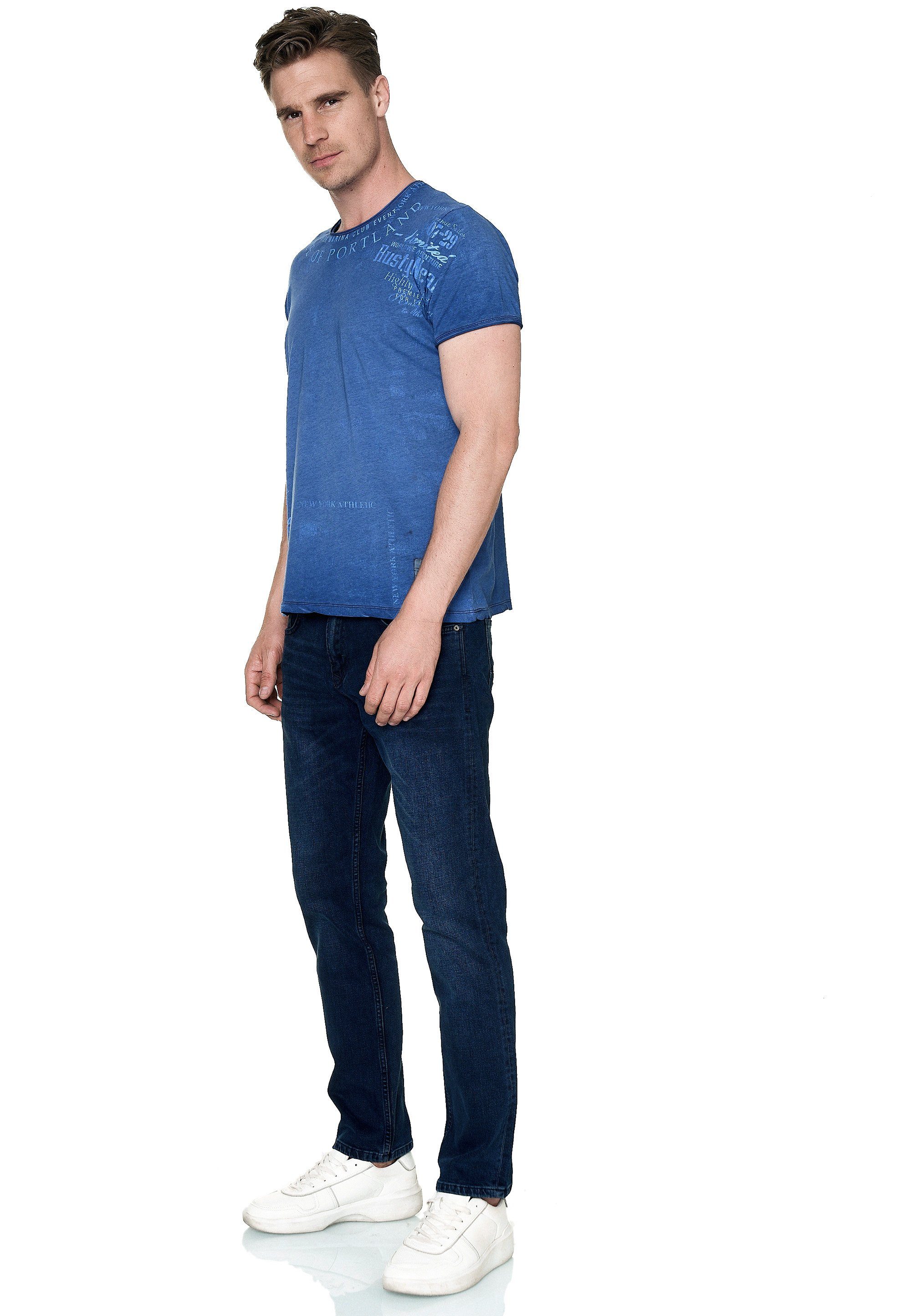 Rusty T-Shirt mit Neal Print modernem blau