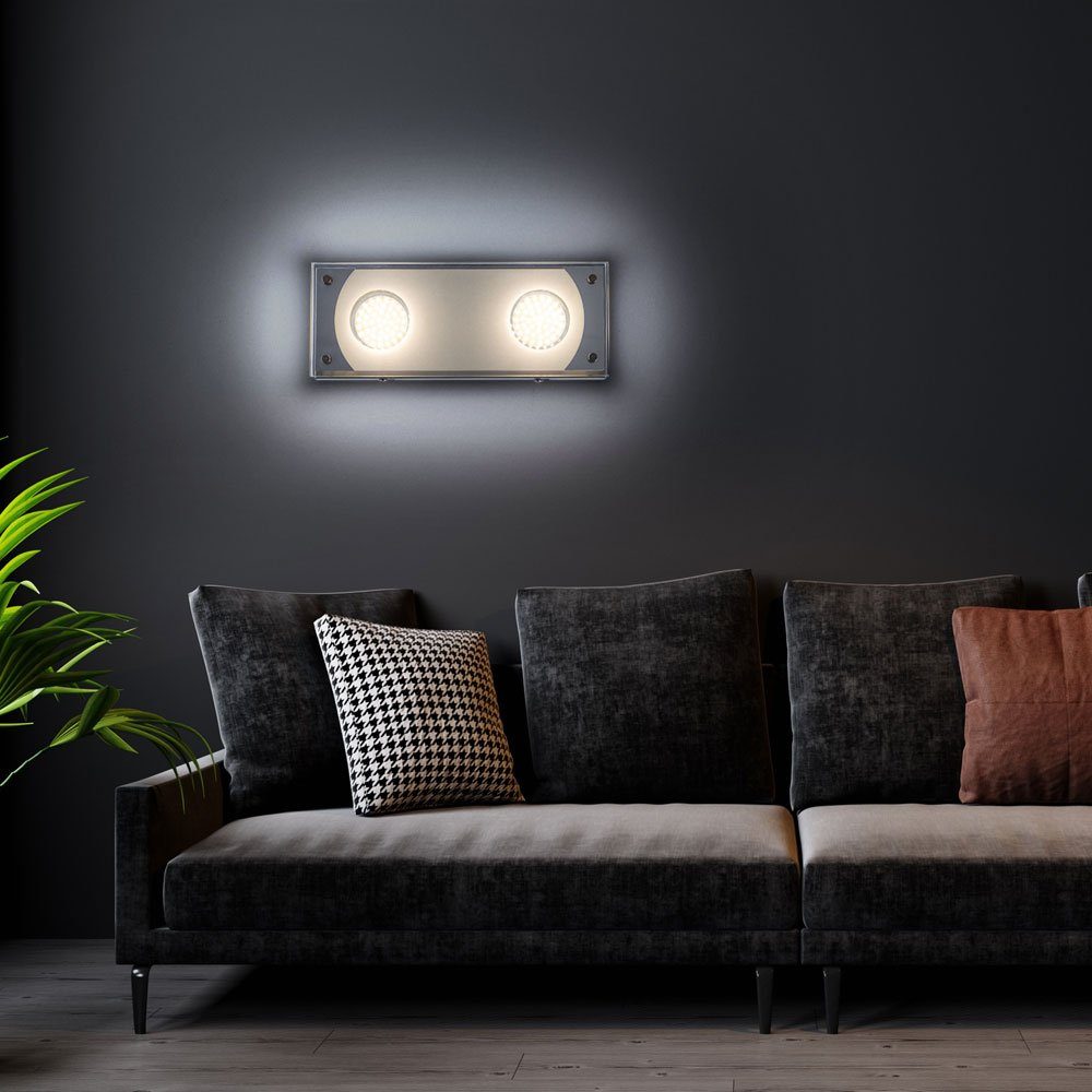 etc-shop LED Wandleuchte, Leuchtmittel inklusive, Warmweiß, Wandleuchte Glas Wandlampe Chrom Wohnzimmerleuchte Wand, Stahl