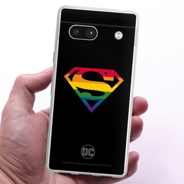 DeinDesign Handyhülle Superman Regenbogen Offizielles Lizenzprodukt, Google Pixel 7a Silikon Hülle Bumper Case Handy Schutzhülle