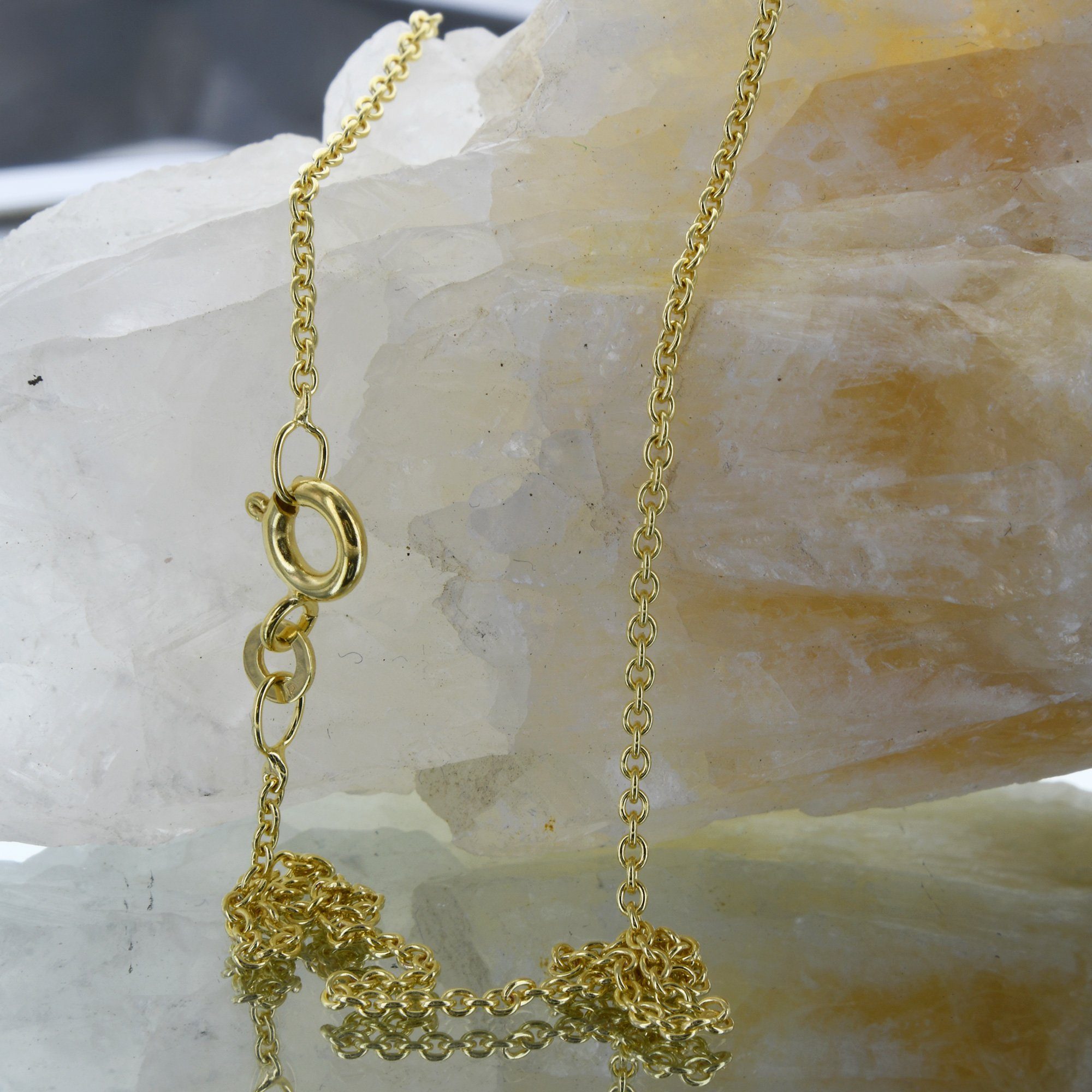 Herren Schmuck HOPLO Goldkette 1,5 mm 333 - 8 Karat Gold Halskette Ankerkette rund massiv Gold hochwertige Goldkette - Länge nac